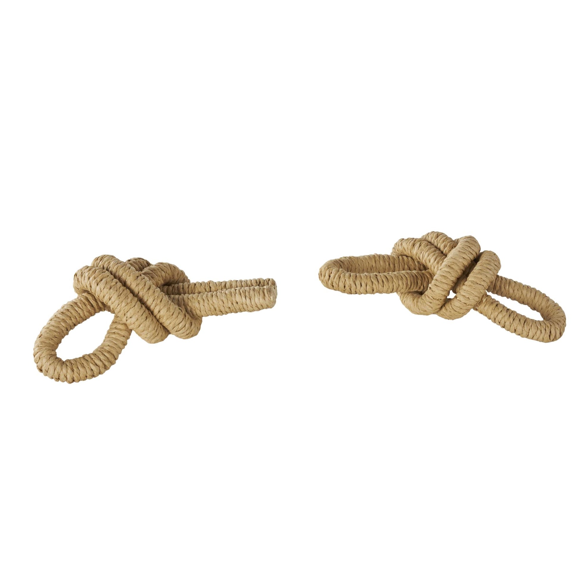 Set of 2 Knot Brown Paper Woven Decorative Sculpture