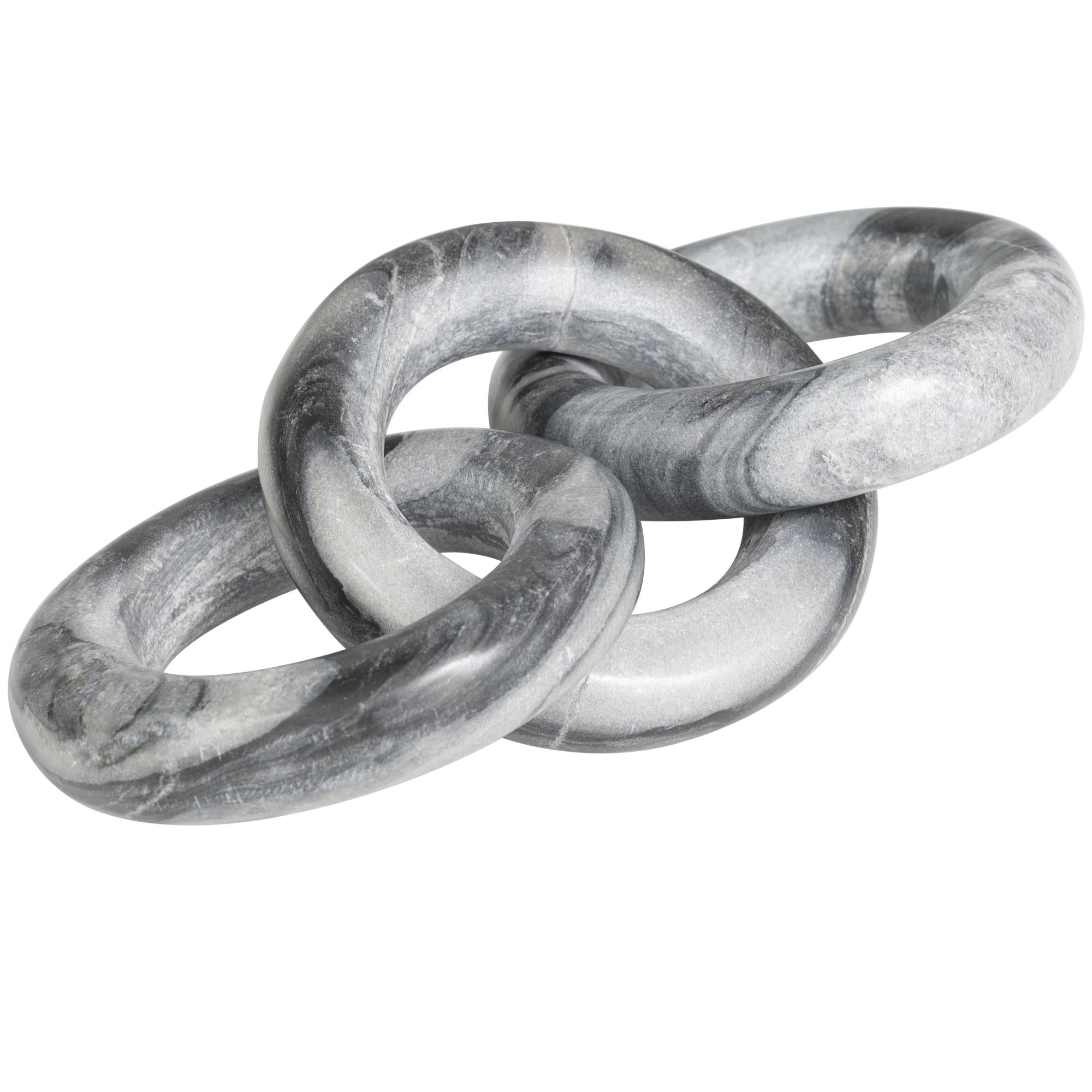 Chain Black Marble Handmade Linked 3 Ring Decorative Sculpture
