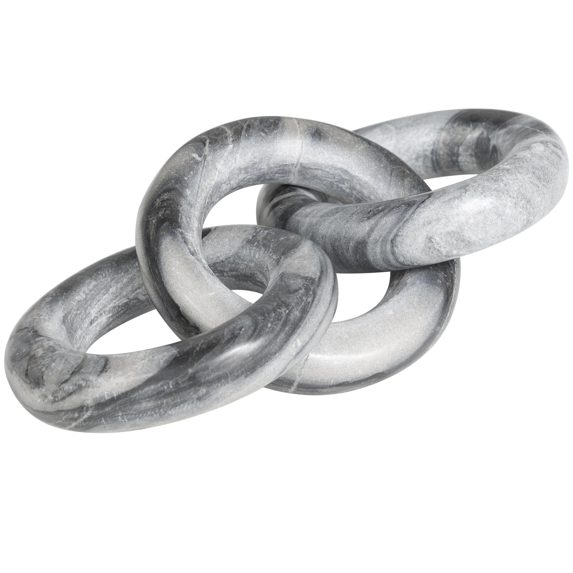 Chain Black Marble Handmade Linked 3 Ring Decorative Sculpture