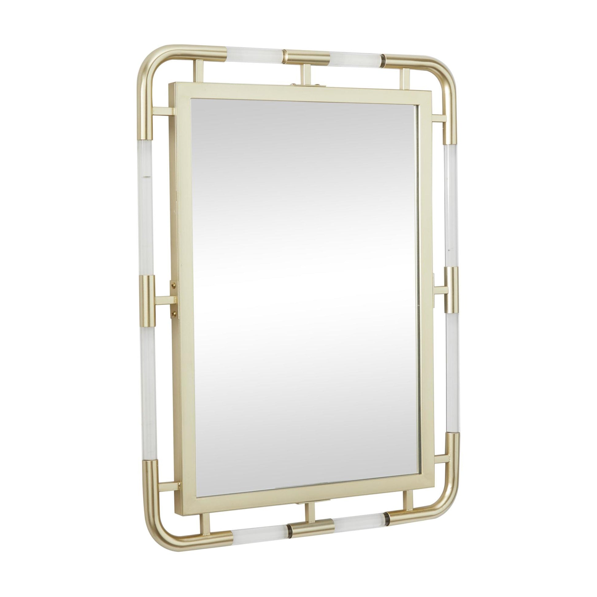 CosmoLiving by Cosmopolitan Gold Metal Room Wall Mirror with Acrylic Details