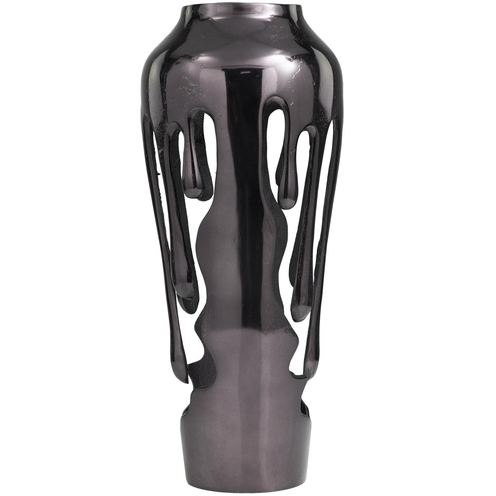 Abstract Aluminum Metal Drip Decorative Vase with Melting Designed Body