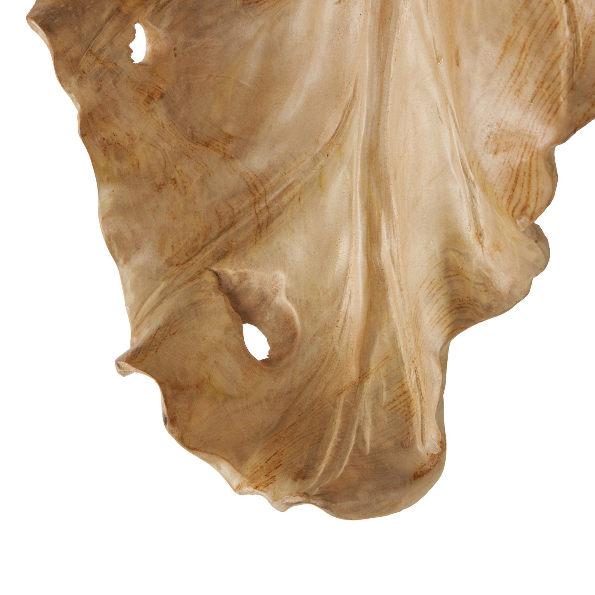 Leaf Light Brown Teak Wood Handmade Carved Living Room Decor Tray