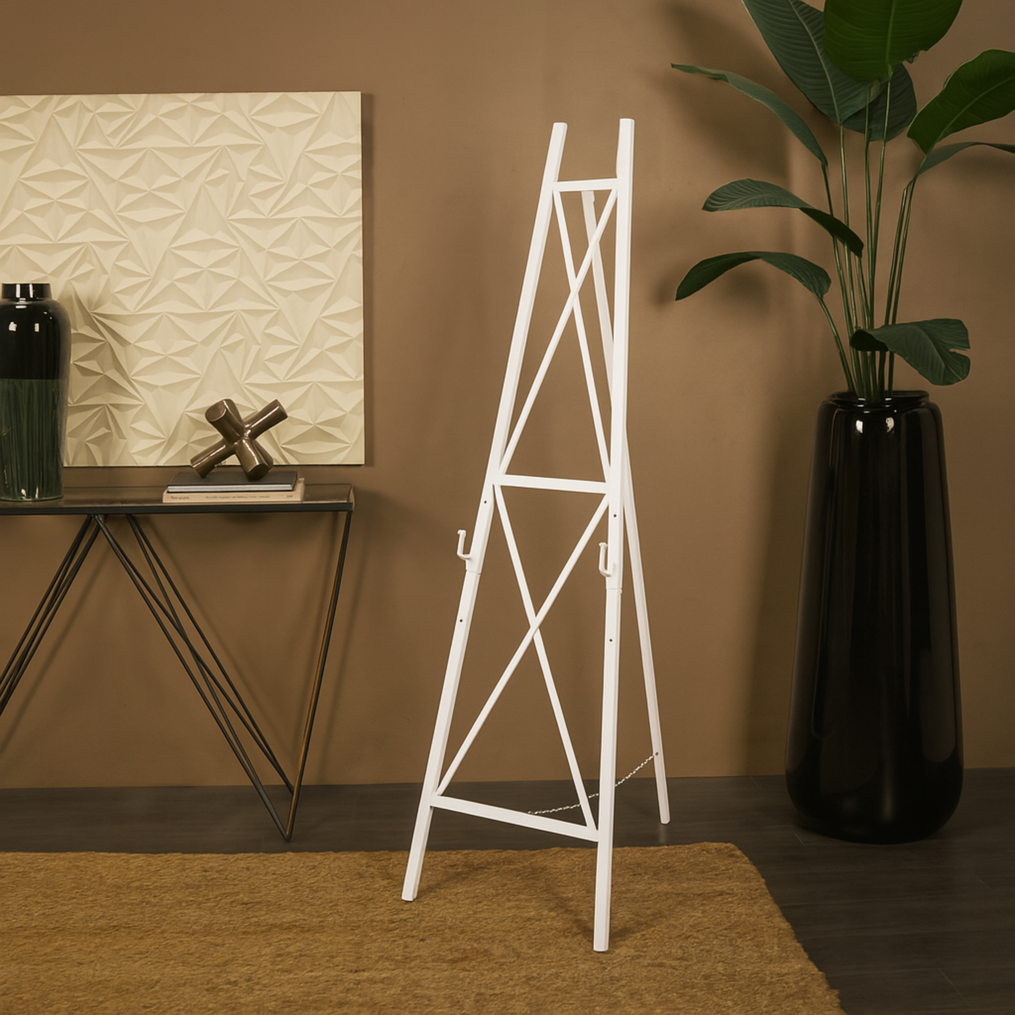 White Metal Tall Adjustable Display Easel with Chain Support
