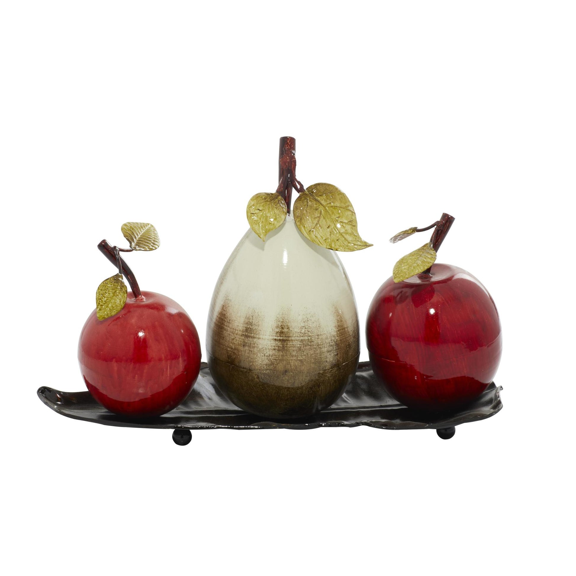 Fruit Red Metal Decorative Sculpture with Platter