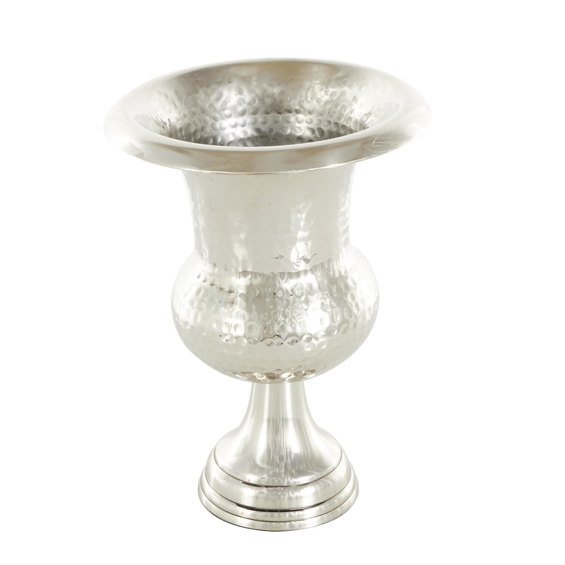 Aluminum Metal Goblet Inspired Hammered Decorative Vase