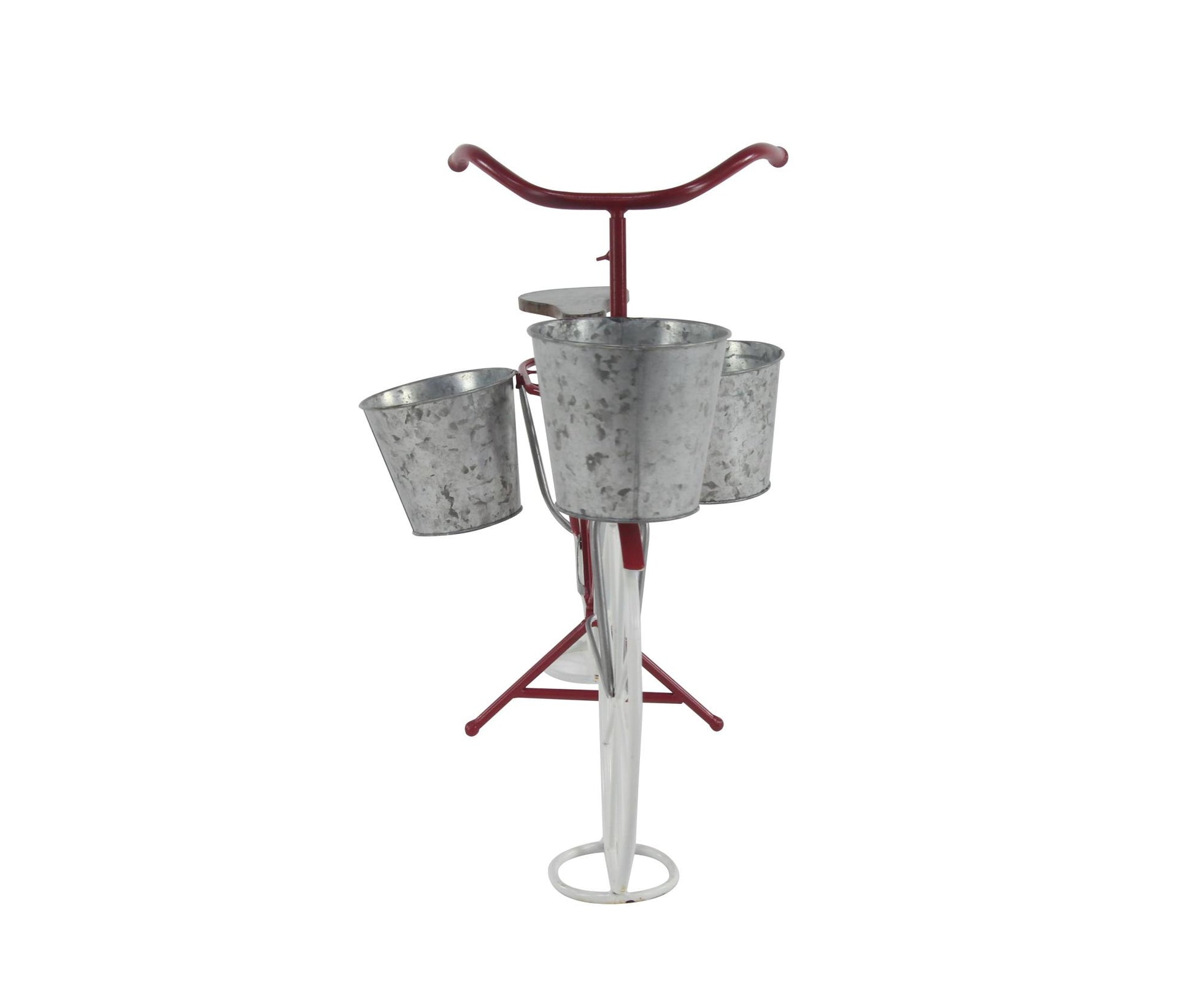 Bike Red Metal Indoor Outdoor Plantstand with Basket and Saddle Bag Planters