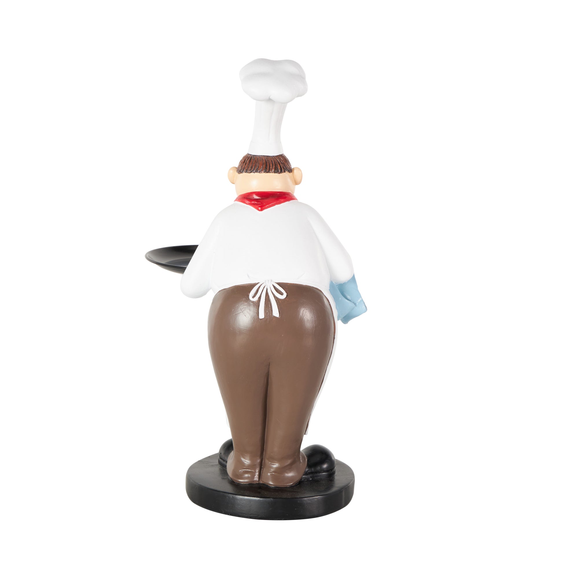 Chef White Polystone Kitchen Decorative Figurine Decorative Sculpture with Black Tray