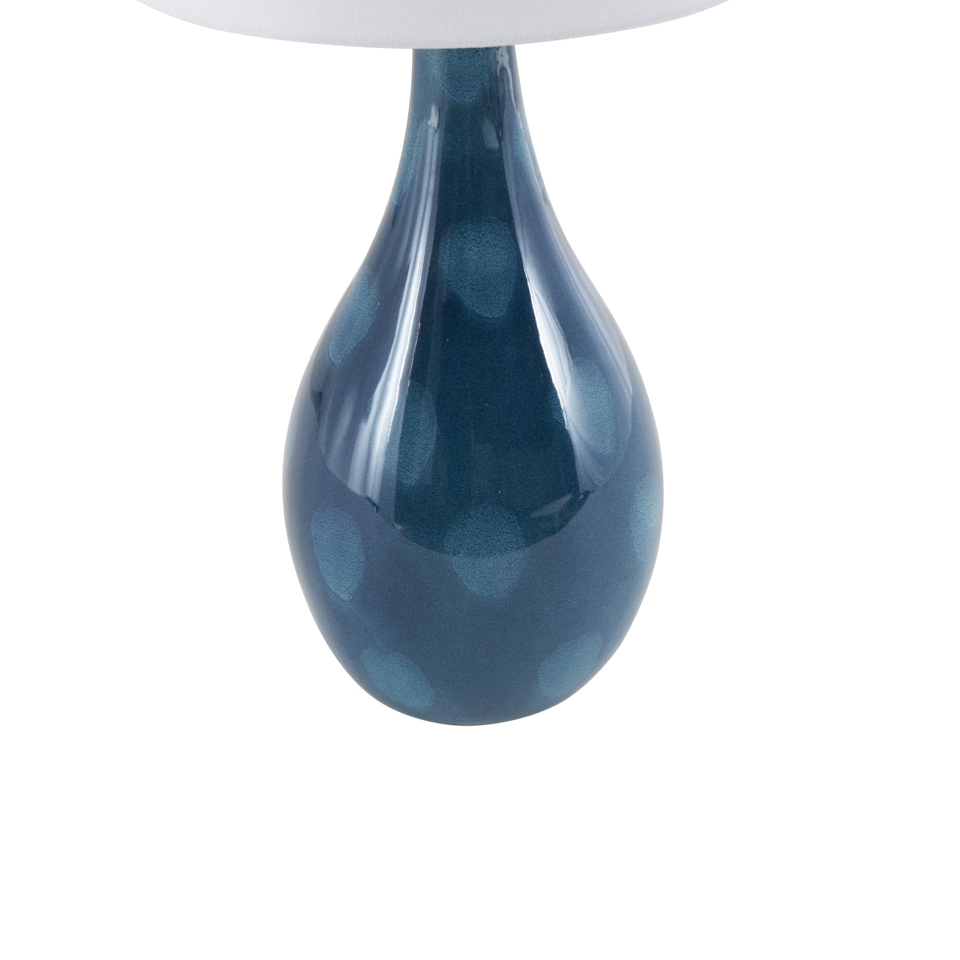 Set of 2 Abstract Teal Ceramic Textured Room Table Lamp with Drum Shade