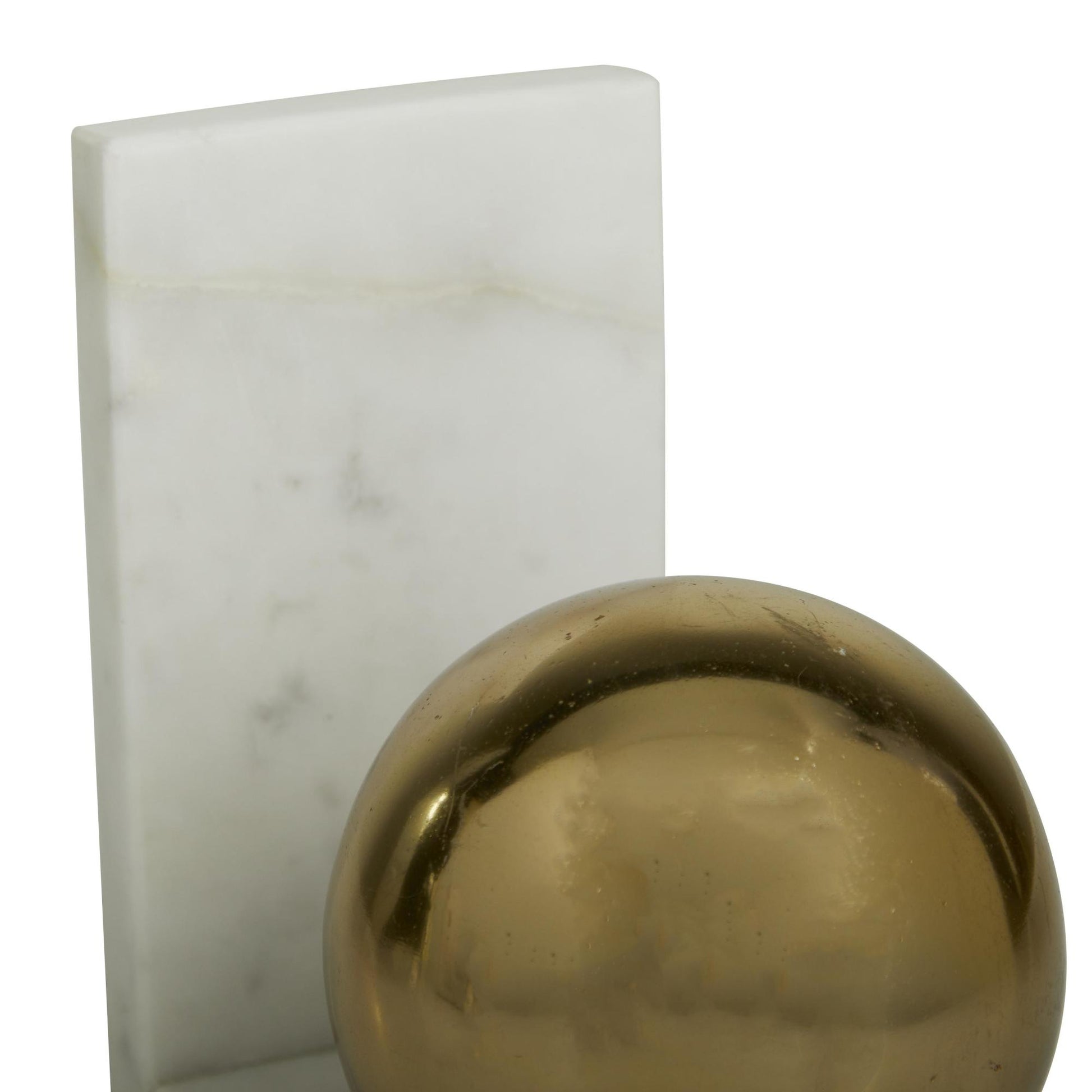 CosmoLiving by Cosmopolitan Set of 2 Geometric Marble Orb 7 lbs Decorative Bookends