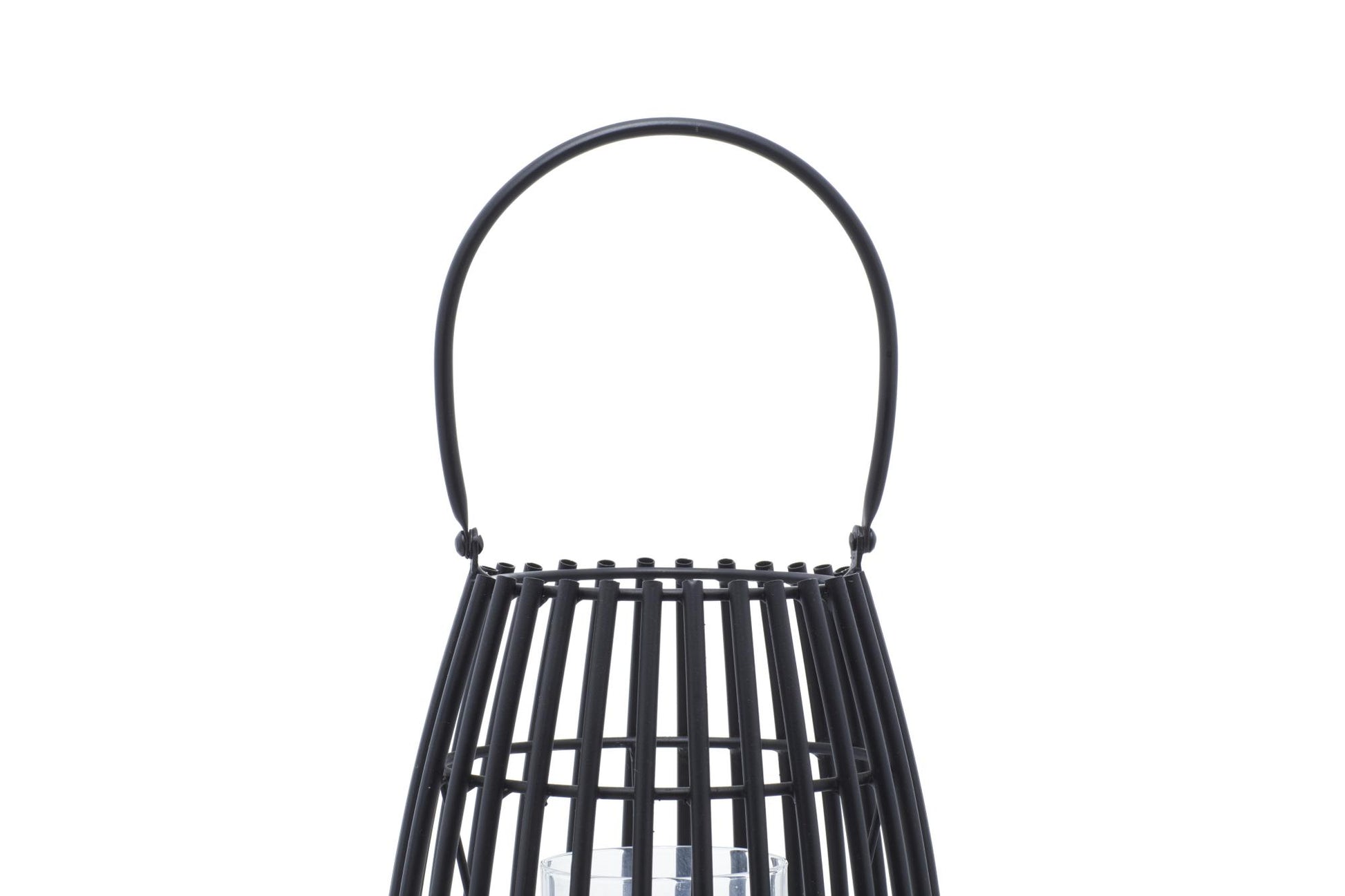 Black Metal Decorative Indoor Outdoor Candle Lantern with Handle