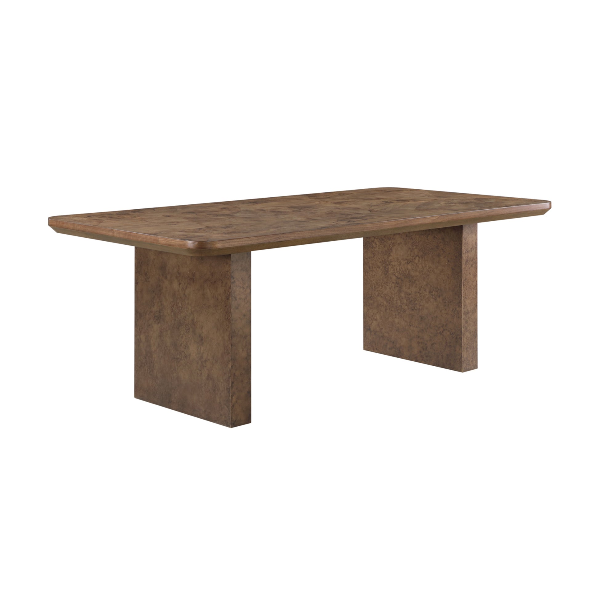 Brown Wooden Kitchen Dining Table with Block Style Legs