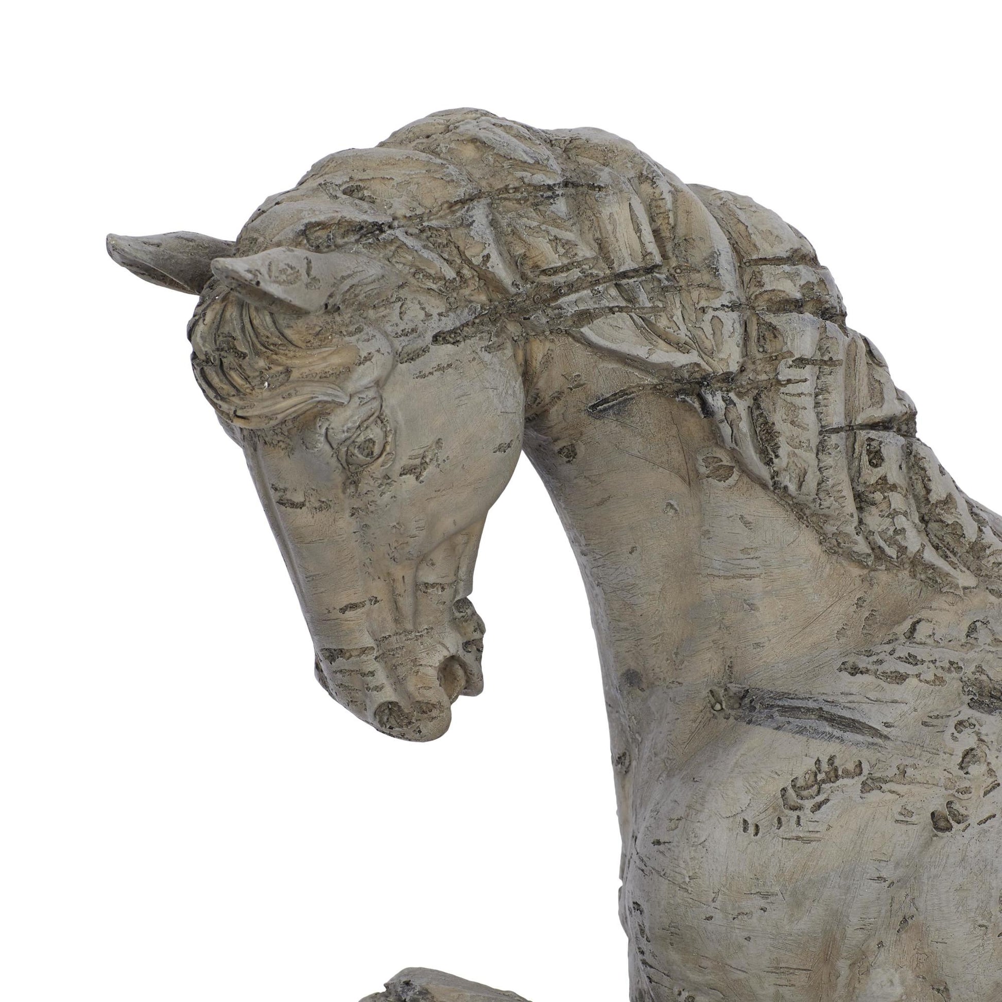Horse Beige Polyresin Prancing Decorative Sculpture