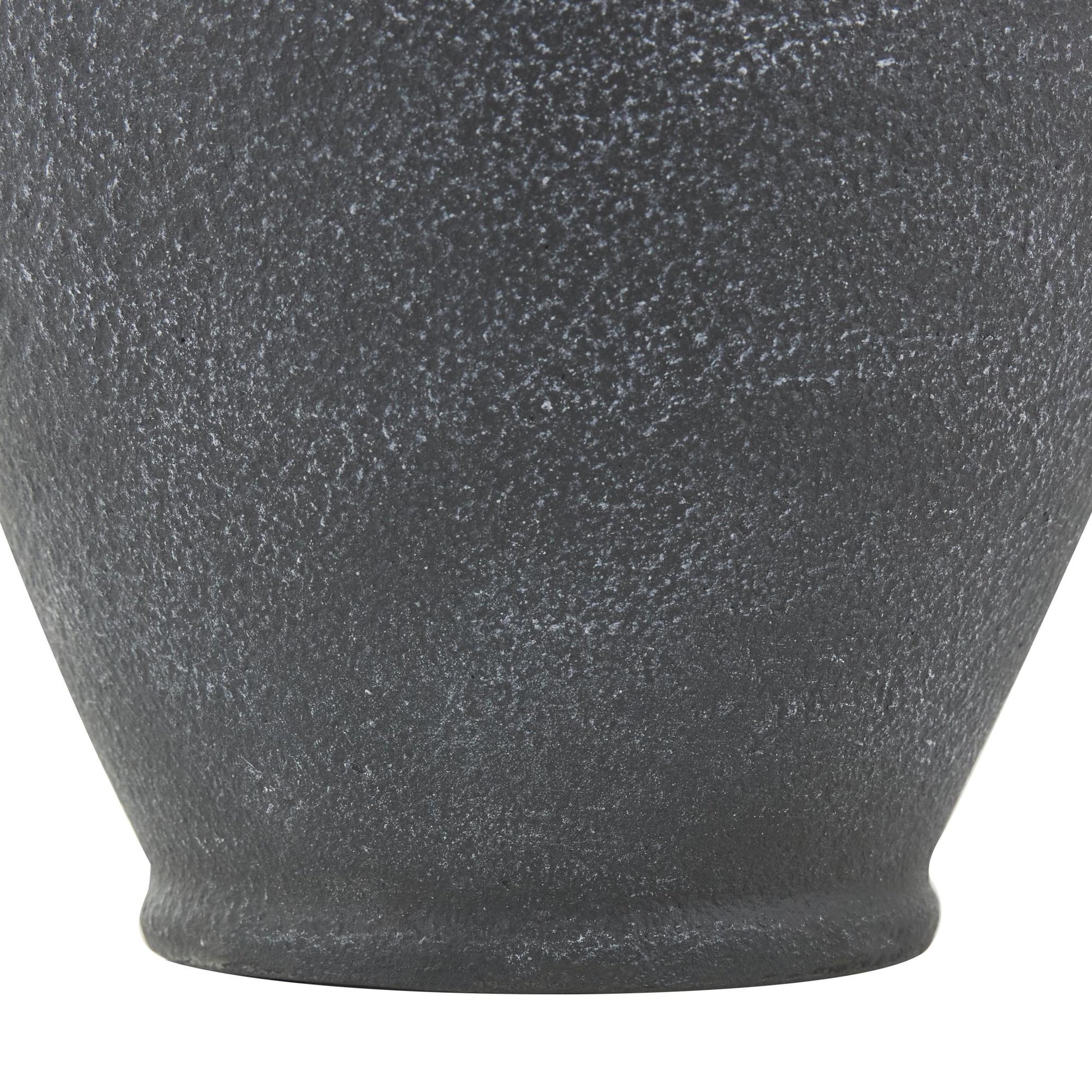 Black Ceramic Whitewashed Textured Amphora Decorative Vase with 2 Handles