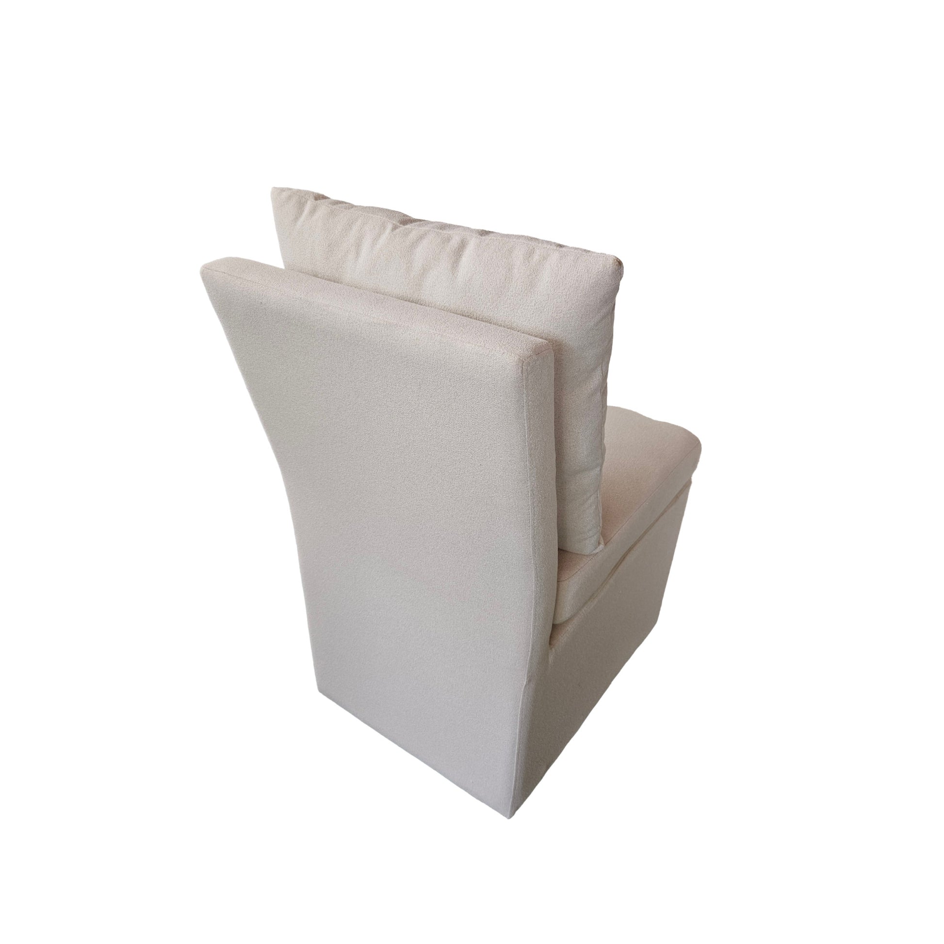 White Fabric Square Living Room Accent Chair with Backrest Cushion