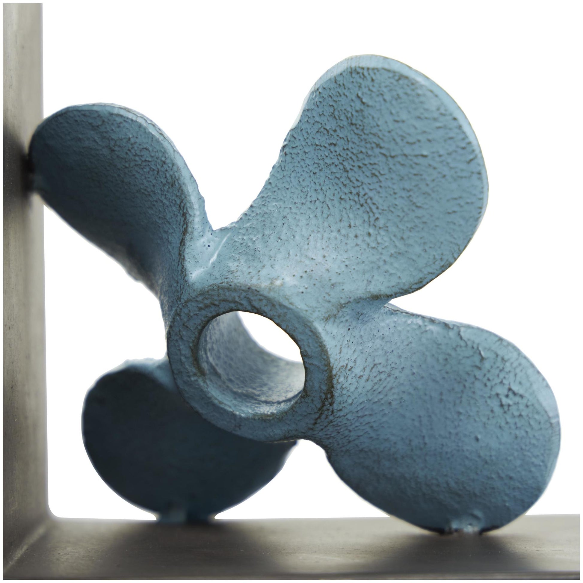 Set of 2 Boat Teal Metal Distressed Propeller Decorative Bookends with Brown L-Shaped Stands