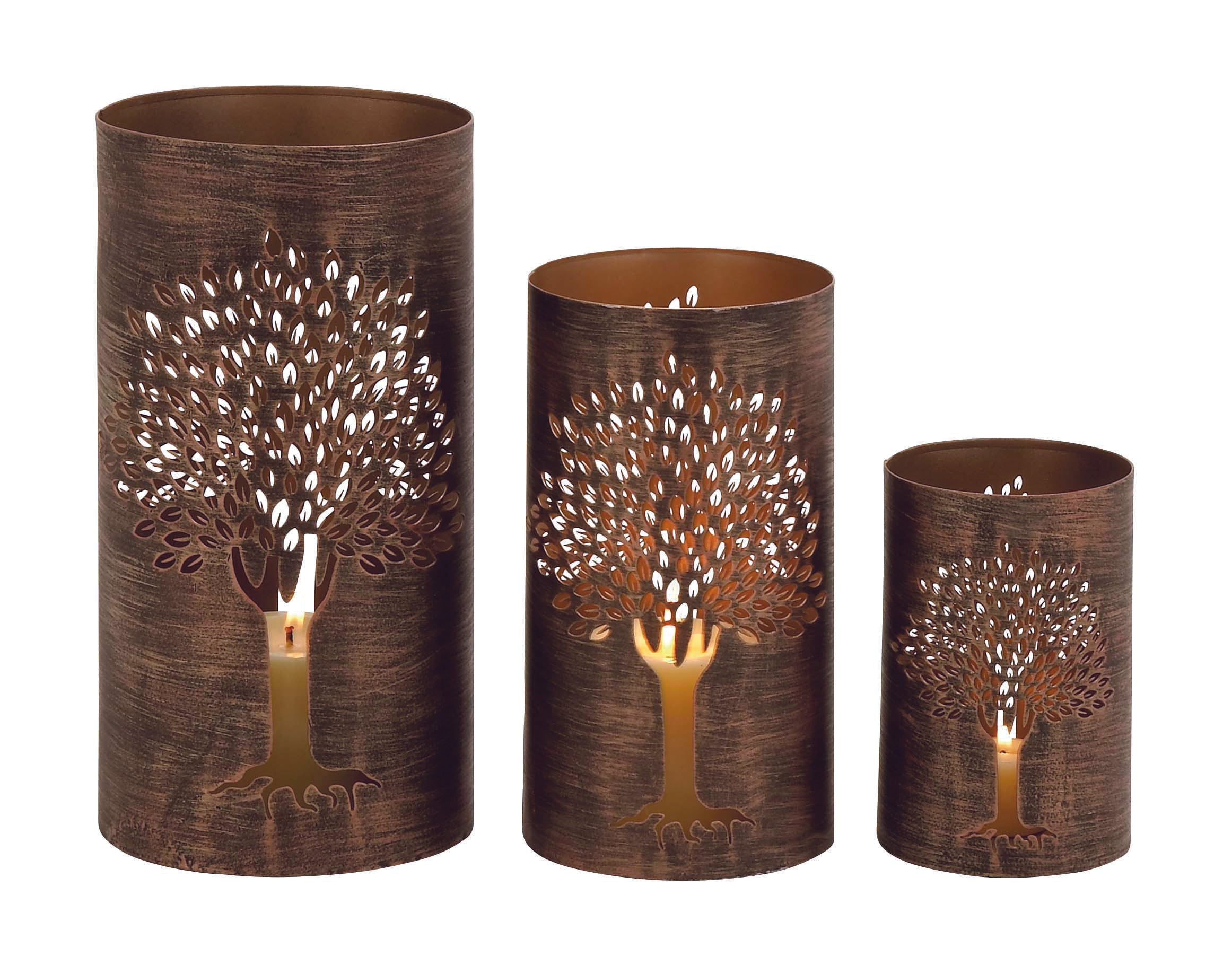 Set of 3 Geometric Metal Decorative Indoor Outdoor Candle Lantern Set of 3 12", 10", 6"H