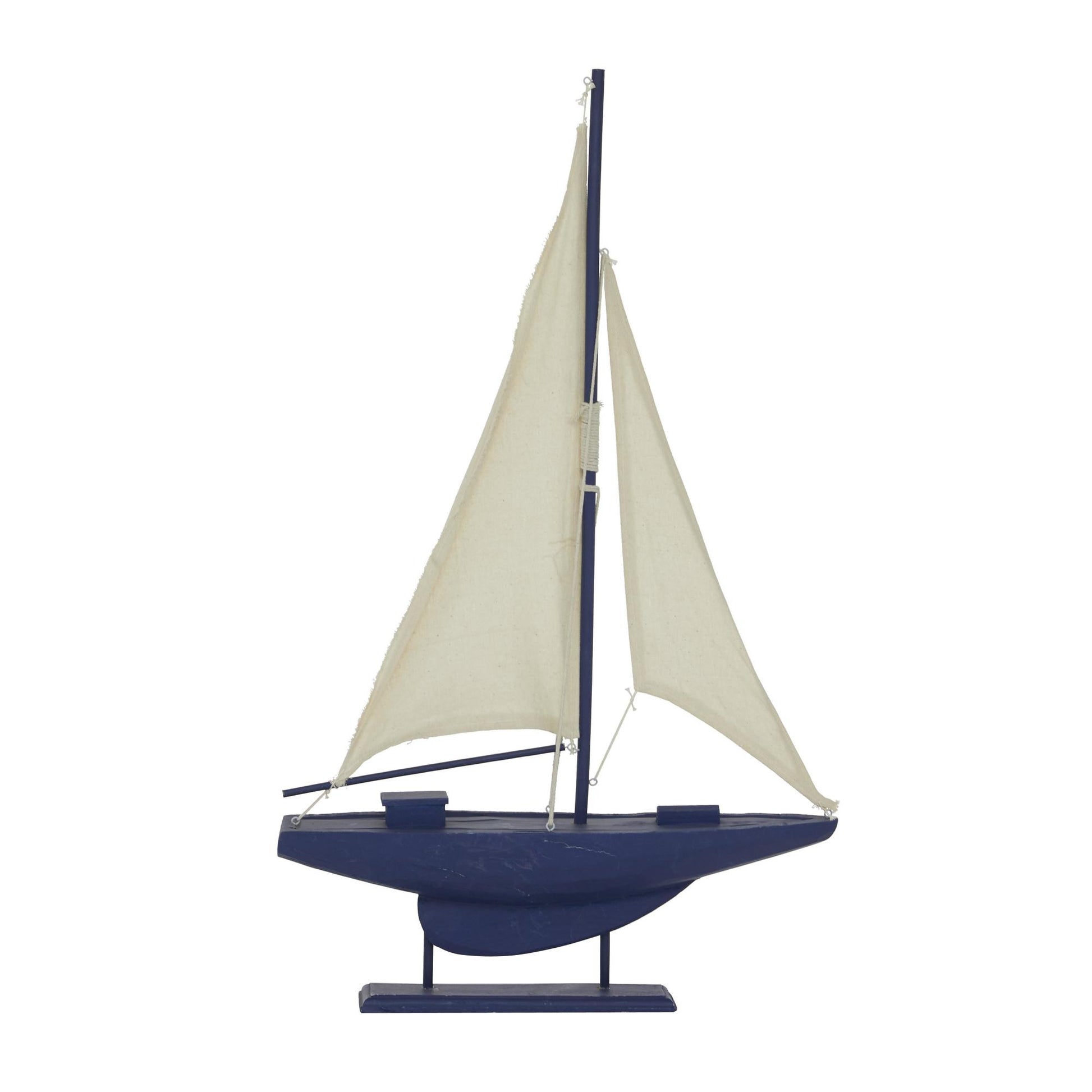 Sail Boat Dark Blue Wood Decorative Sculpture with Lifelike Rigging
