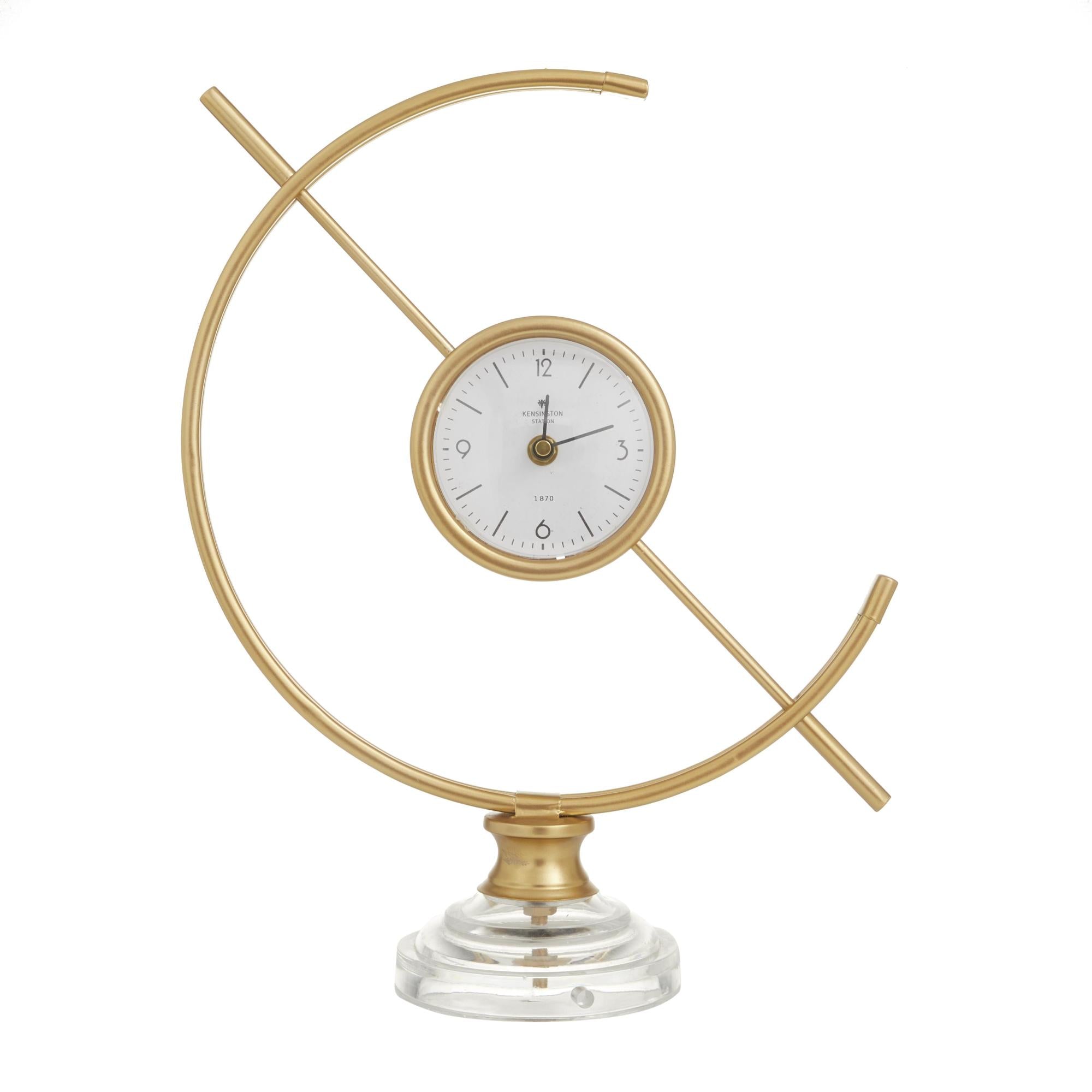 Gold Metal Decorative Clock with Acrylic Base