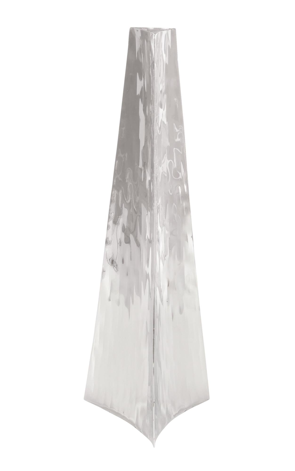 Silver Stainless Steel Metal Hammered Decorative Vase