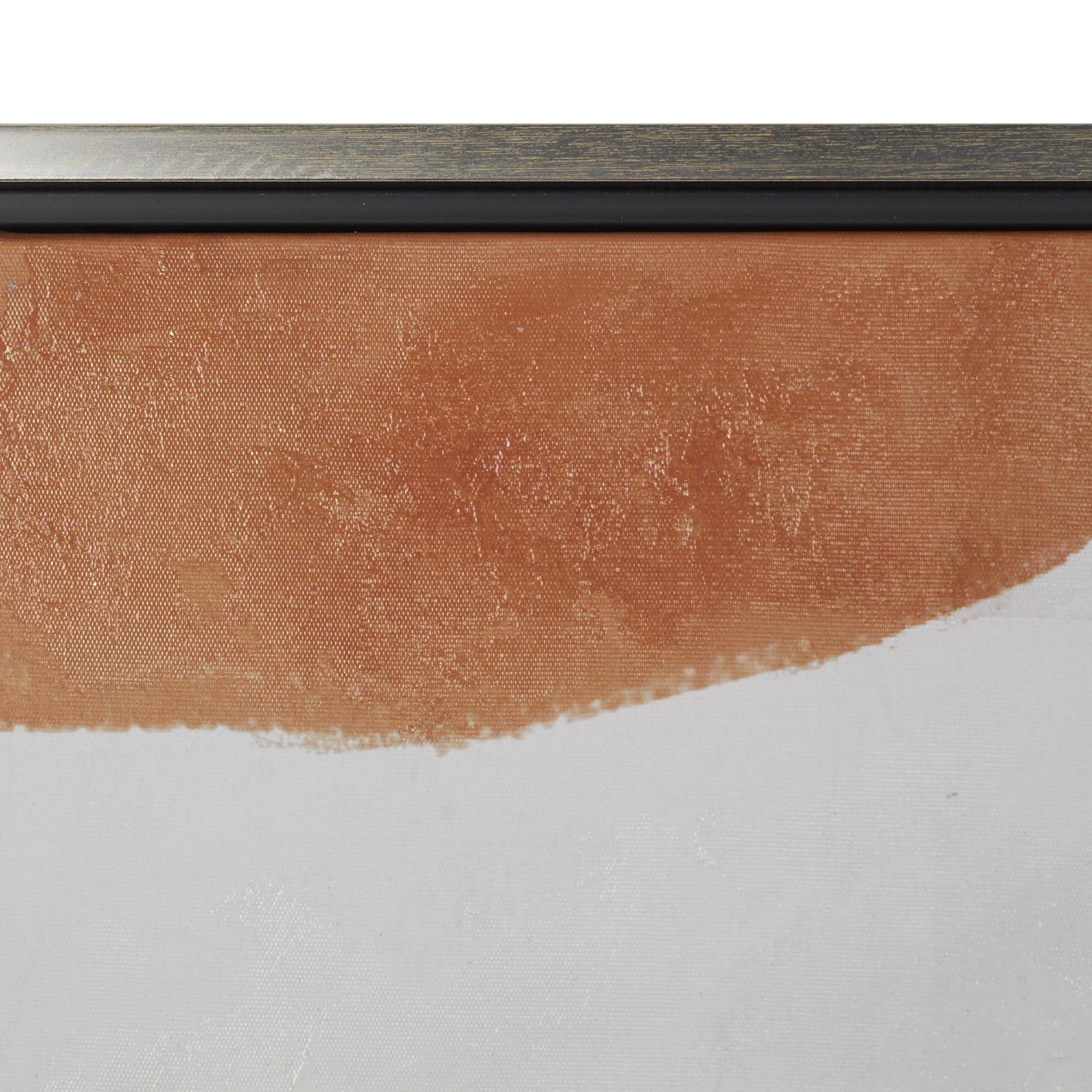 Abstract Green Canvas Line and Shape Living Room Framed Wall Art with Orange Accents