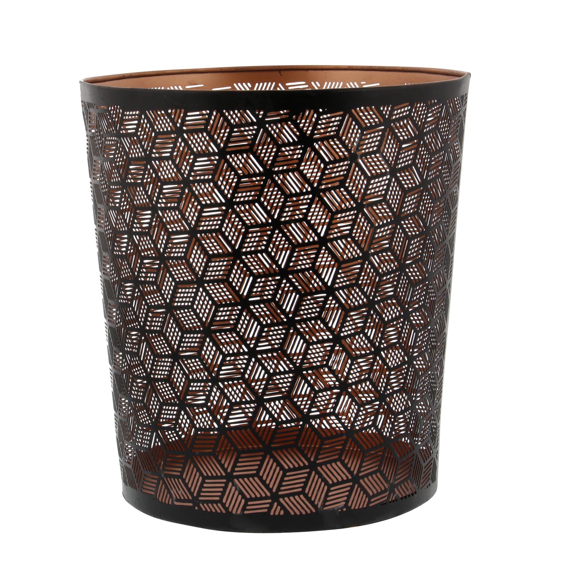 Geometric Metal Office Bathroom Small Waste Bin with Laser Carved Design