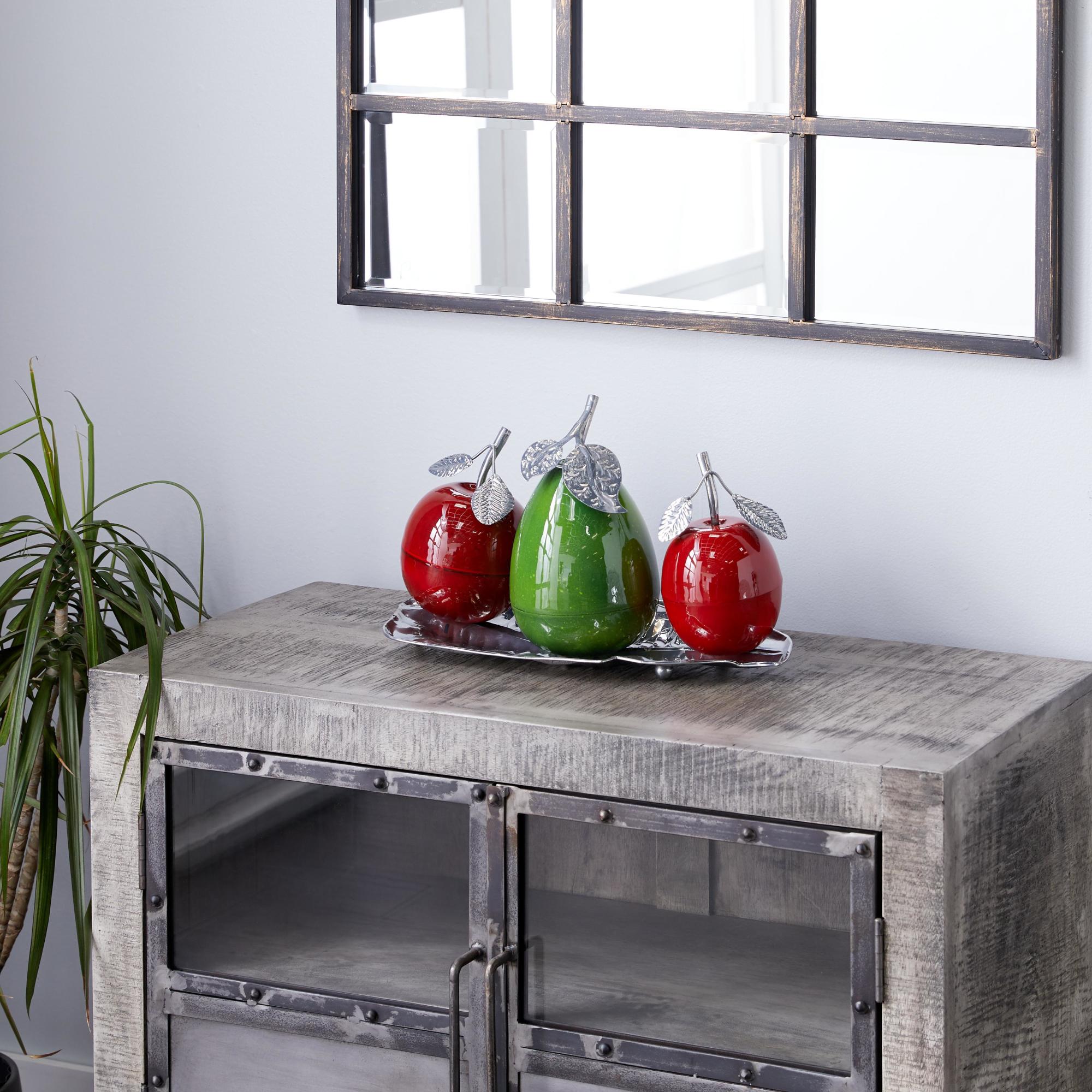Fruit Metal Decorative Sculpture with Platter 18" x 10" x 11"