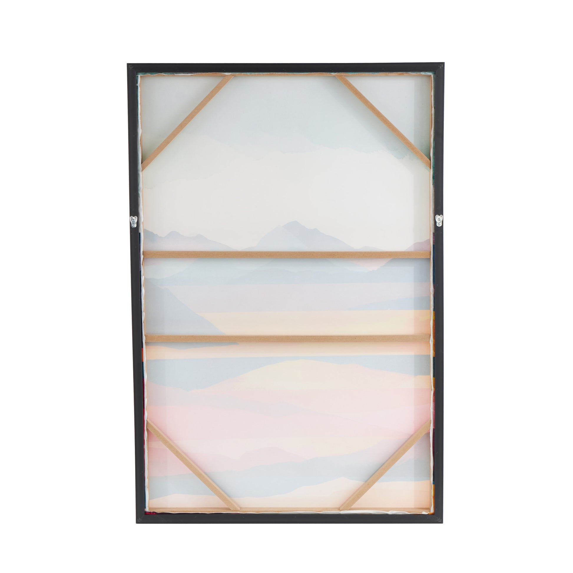 Abstract Multi Colored Canvas Mountains and Lake View Living Room Framed Wall Art with Black Frame
