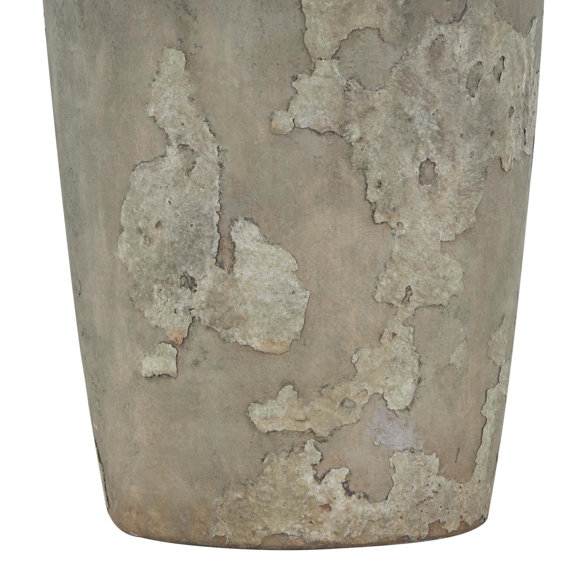 Ceramic Tall Distressed Antique Style Textured Room Table Lamp with Cream Linen Shade 17" x 17" x 35"