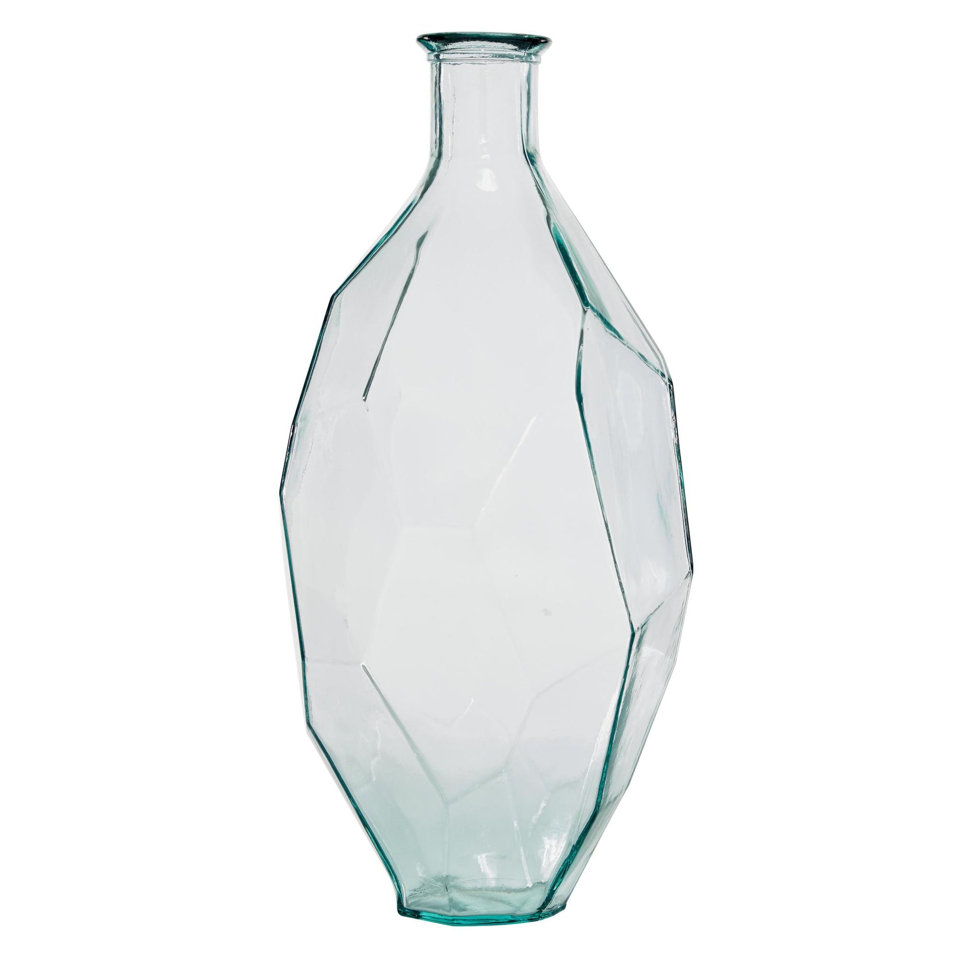Abstract Recycled Glass Handmade Faceted Spanish Decorative Vase 11" x 11" x 23"