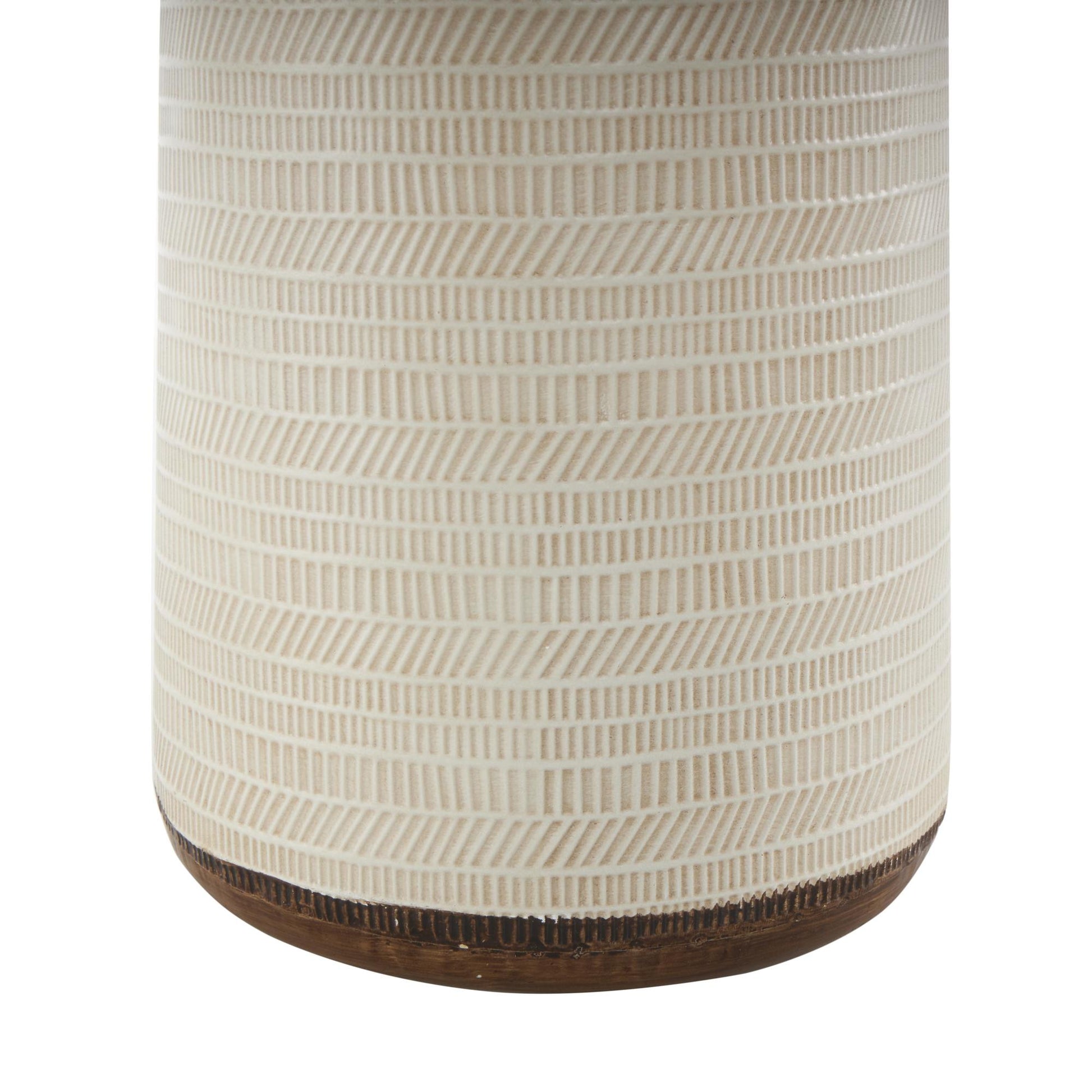 Geometric Light Brown Rattan Handmade Woven Decorative Vase with Beige Metal Base