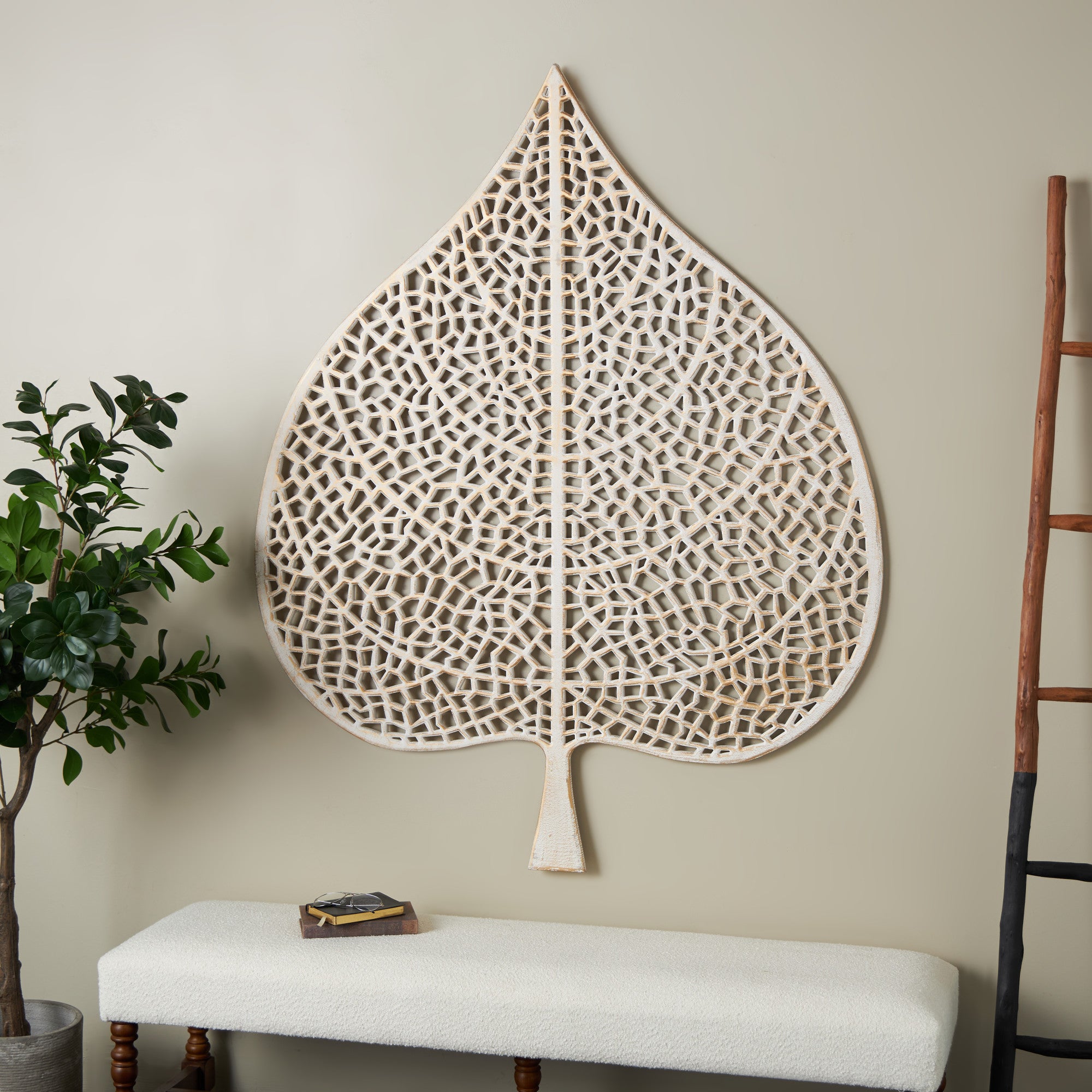 Tree Brass Wooden Handmade Large Carved Home Wall Decor with Cutouts