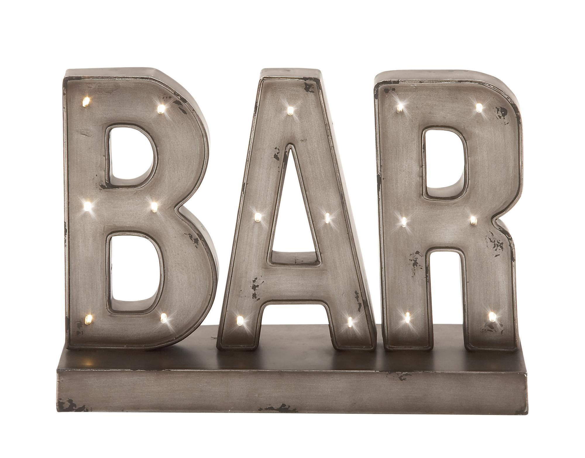 Sign Brown Metal Bar Home Decorative Sign with LED Lights