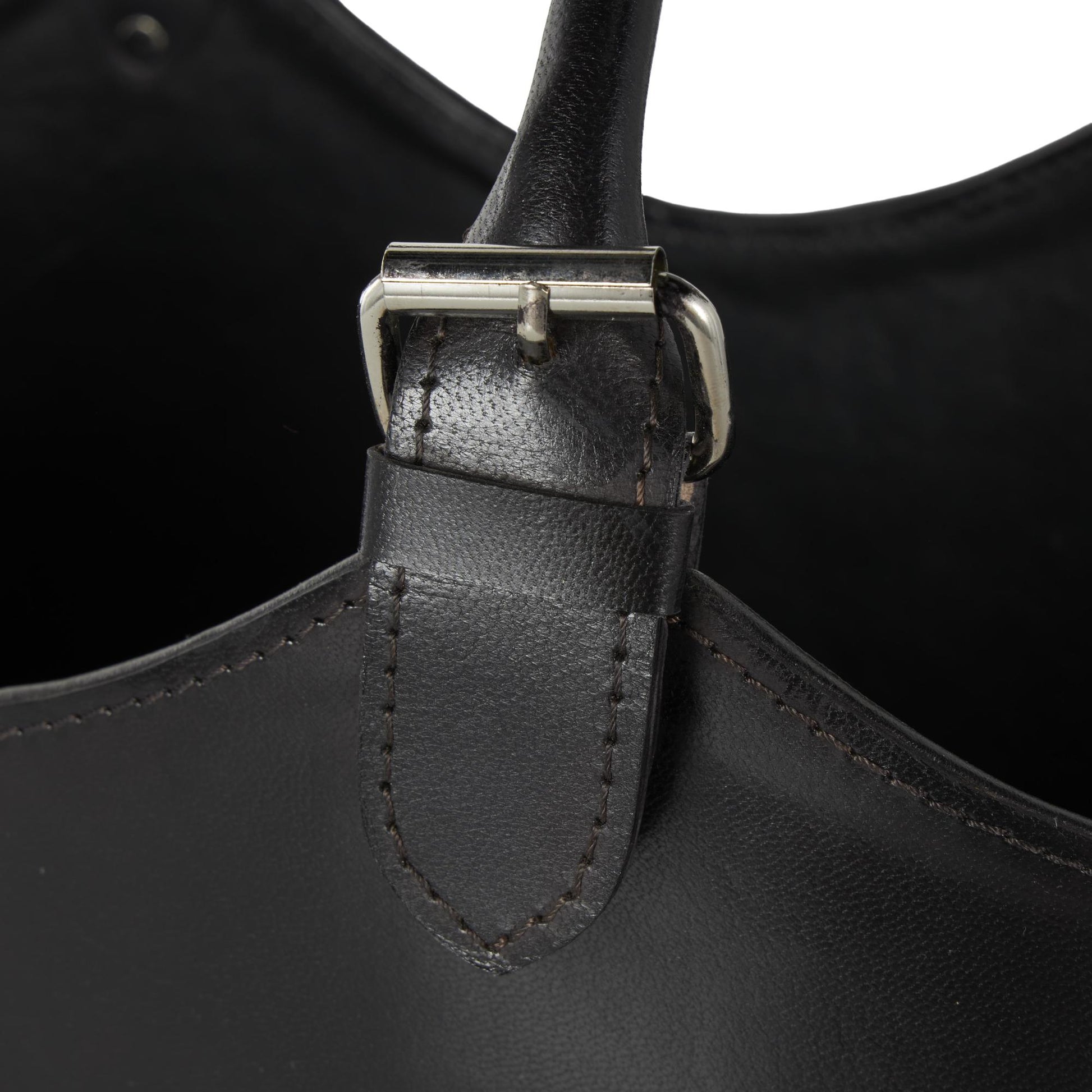 Leather Handmade Box Style Decorative Magazine Holder with Detail Stitching and Curved Buckle Handles