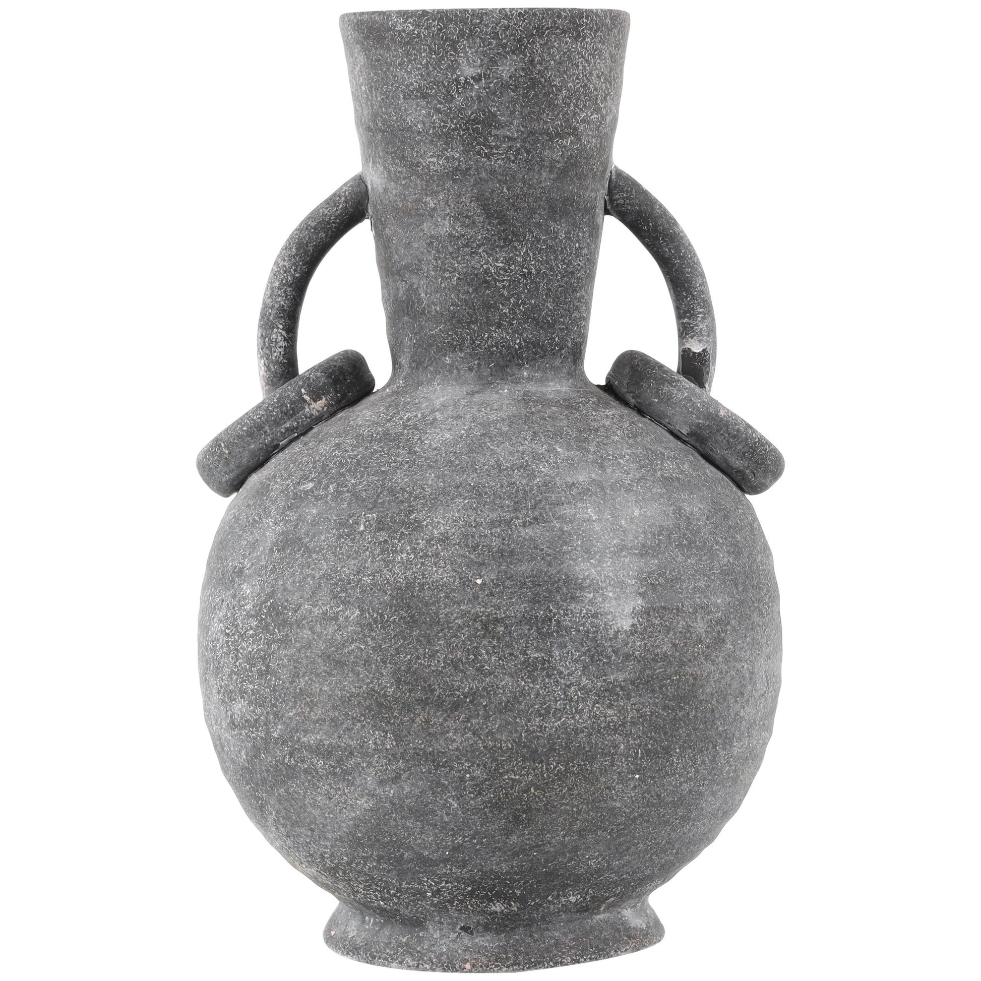 Ceramic Textured Decorative Vase with Ring Handles