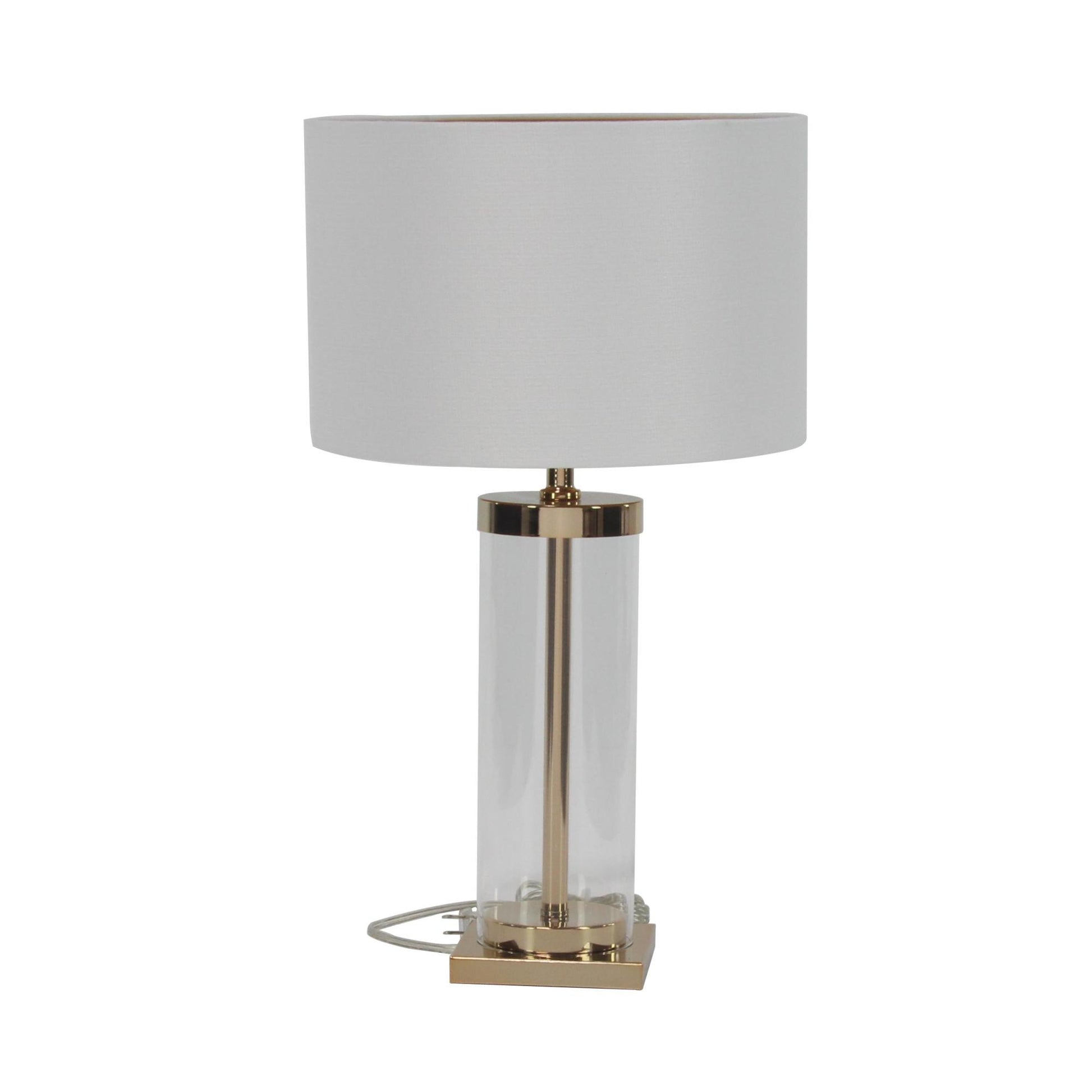 CosmoLiving by Cosmopolitan Gold Metal Room Table Lamp with Clear Glass Body