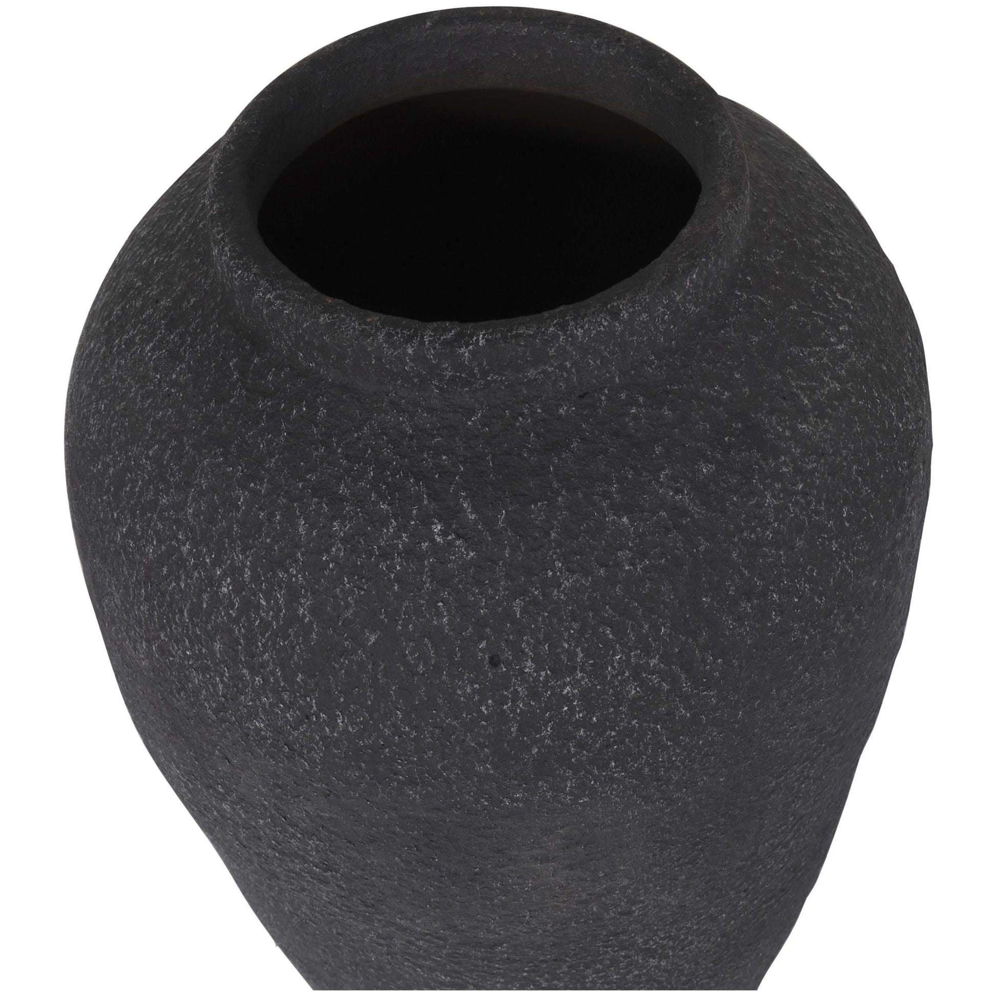 Black Ceramic Whitewashed Textured Decorative Vase