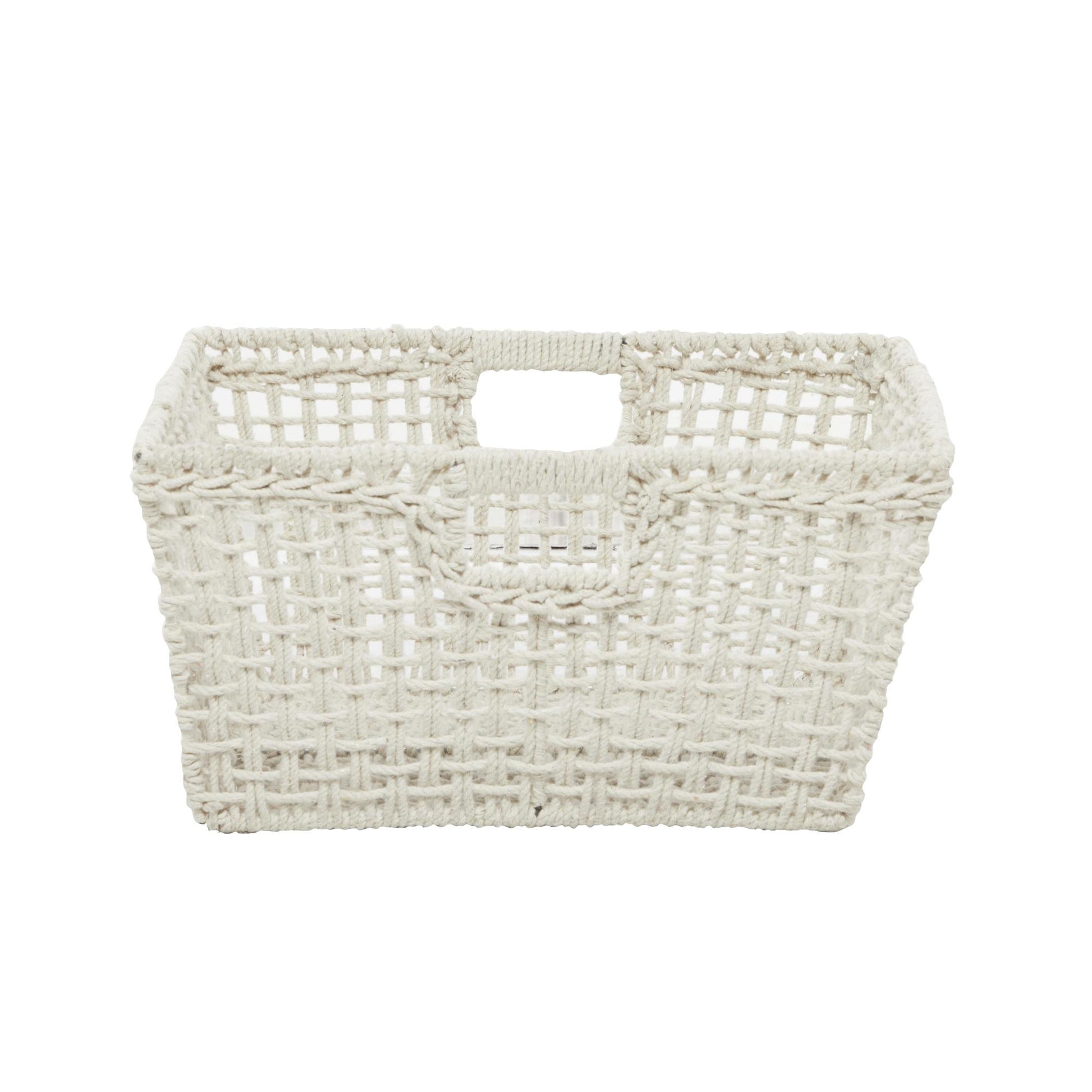 CosmoLiving by Cosmopolitan Cotton Fabric Handmade Storage Basket with Handles