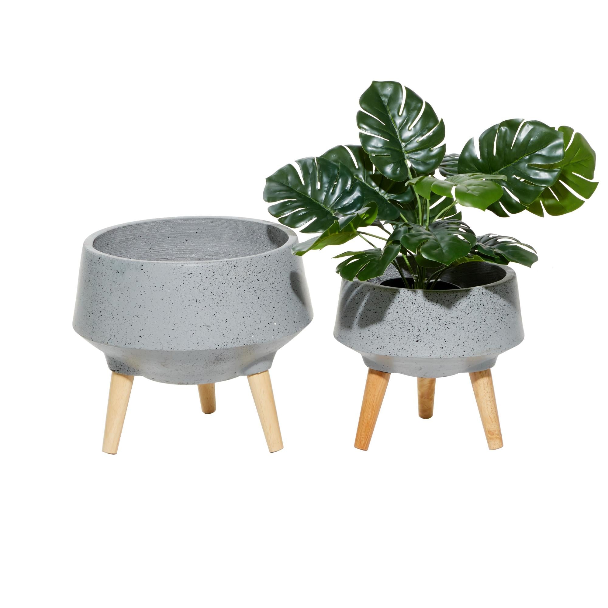 Set of 2 Gray Magnesium Oxide Planter