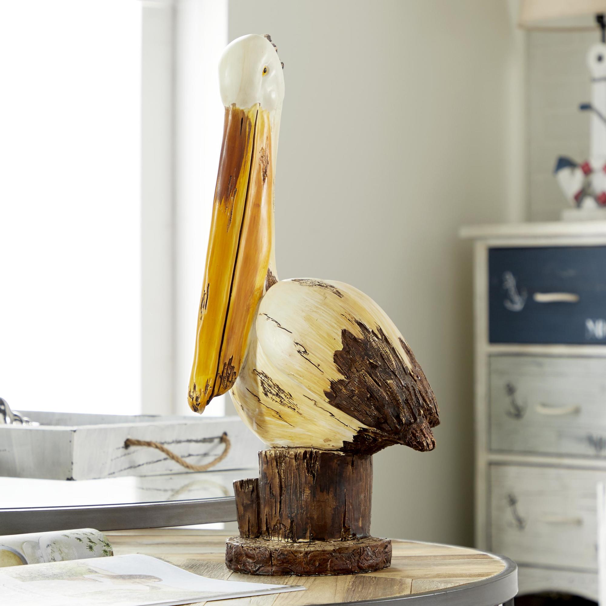 Pelican Cream Polystone Decorative Sculpture