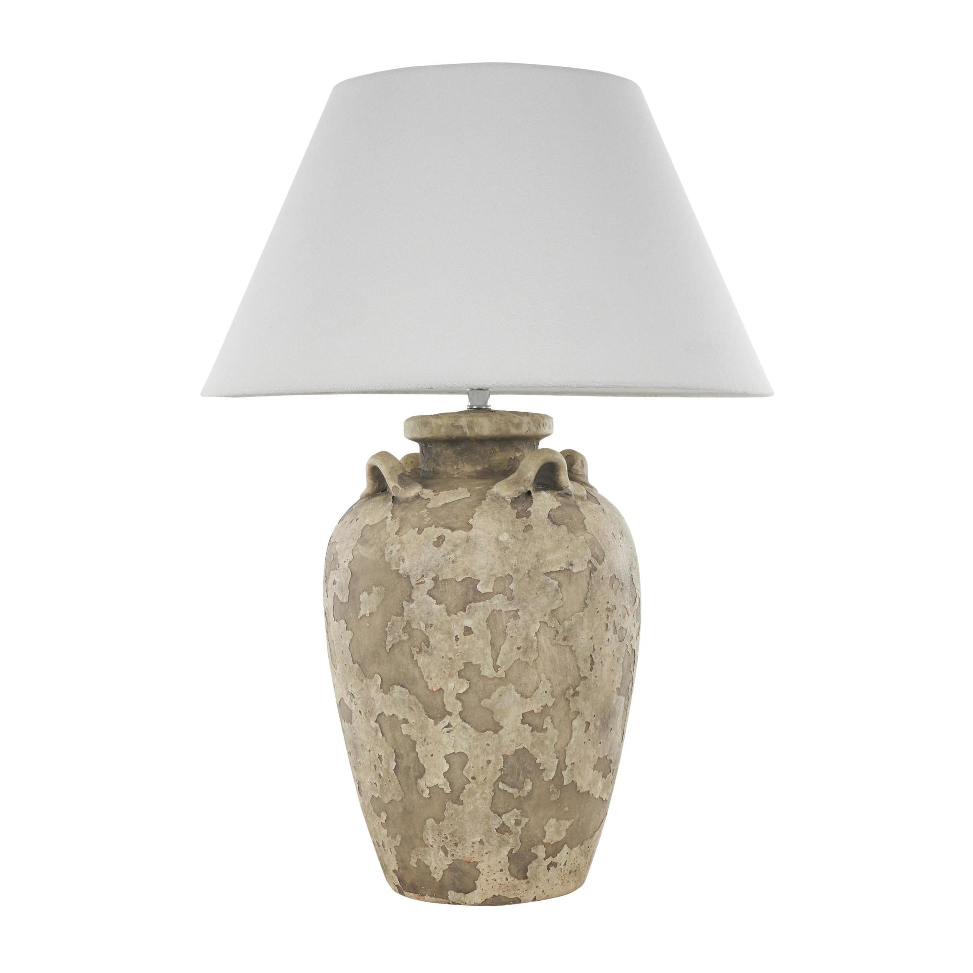 Ceramic Tall Antique Style Pot Vase Room Table Lamp with Cream Linen Shade 20" x 20" x 28"