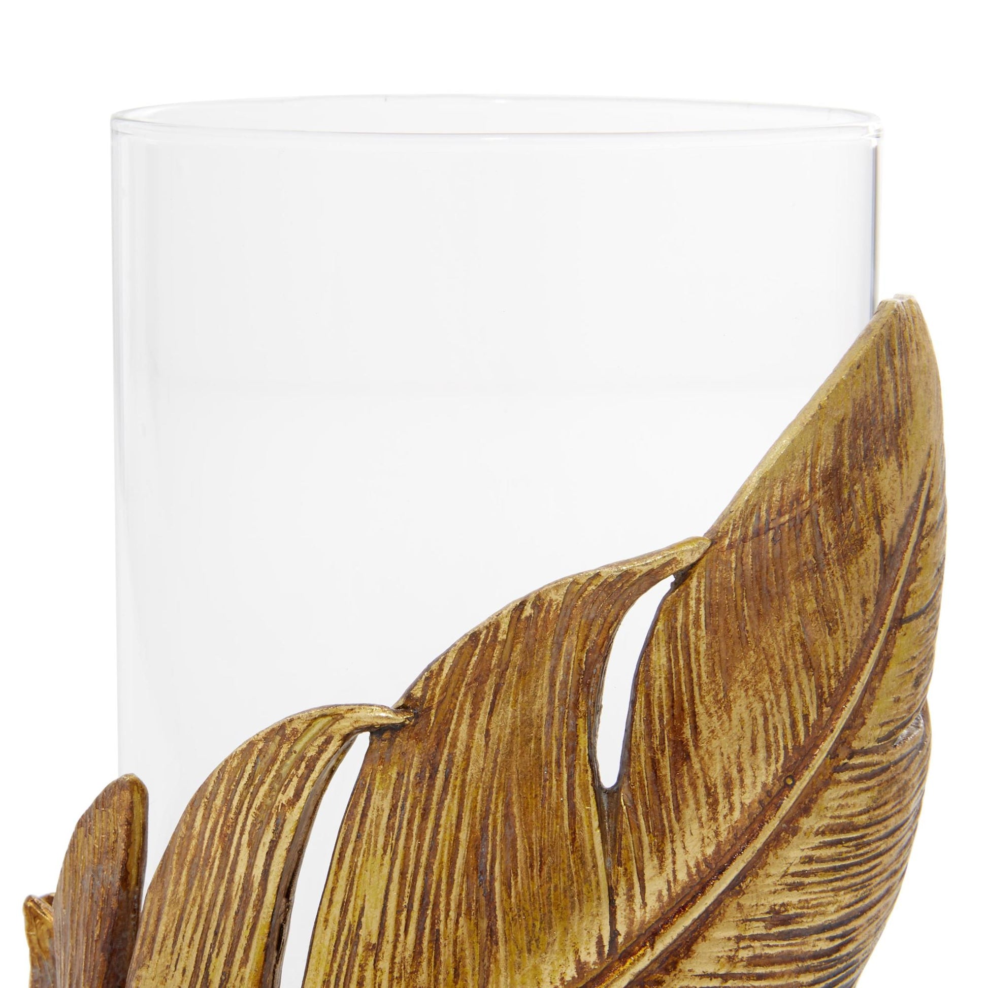 Bird Gold Glass Feather Pillar Room Hurricane Lamp