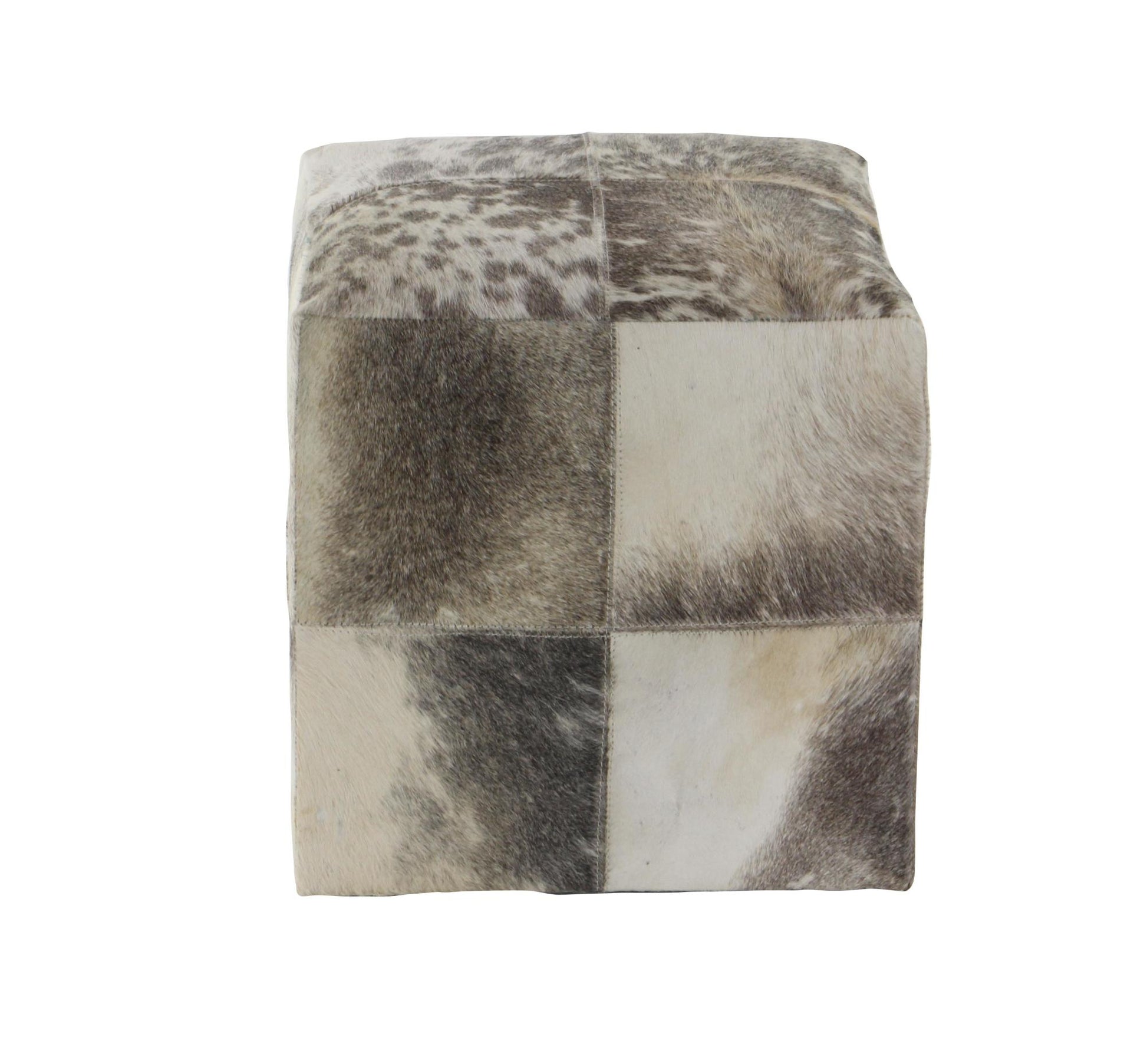 Leather Handmade Cowhide Living Room Stool with Patchwork Pattern