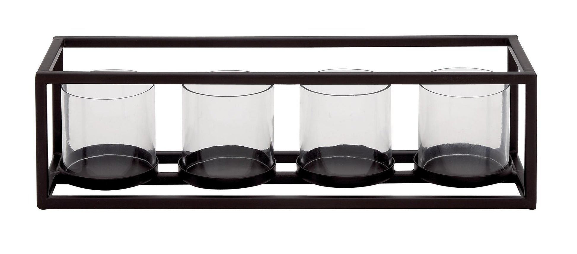 Black Metal 5 Glass Sleeve Decorative Candelabra