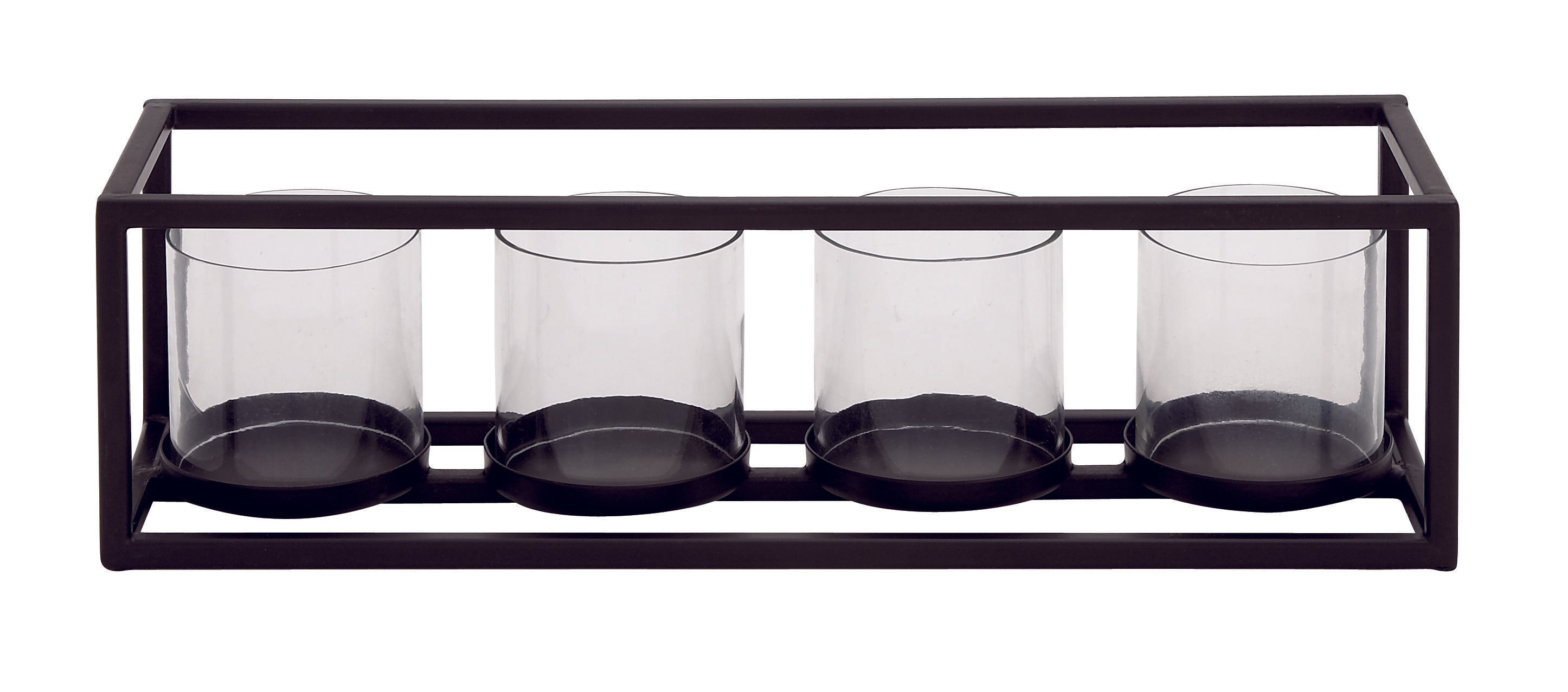 Black Metal 5 Glass Sleeve Decorative Candelabra