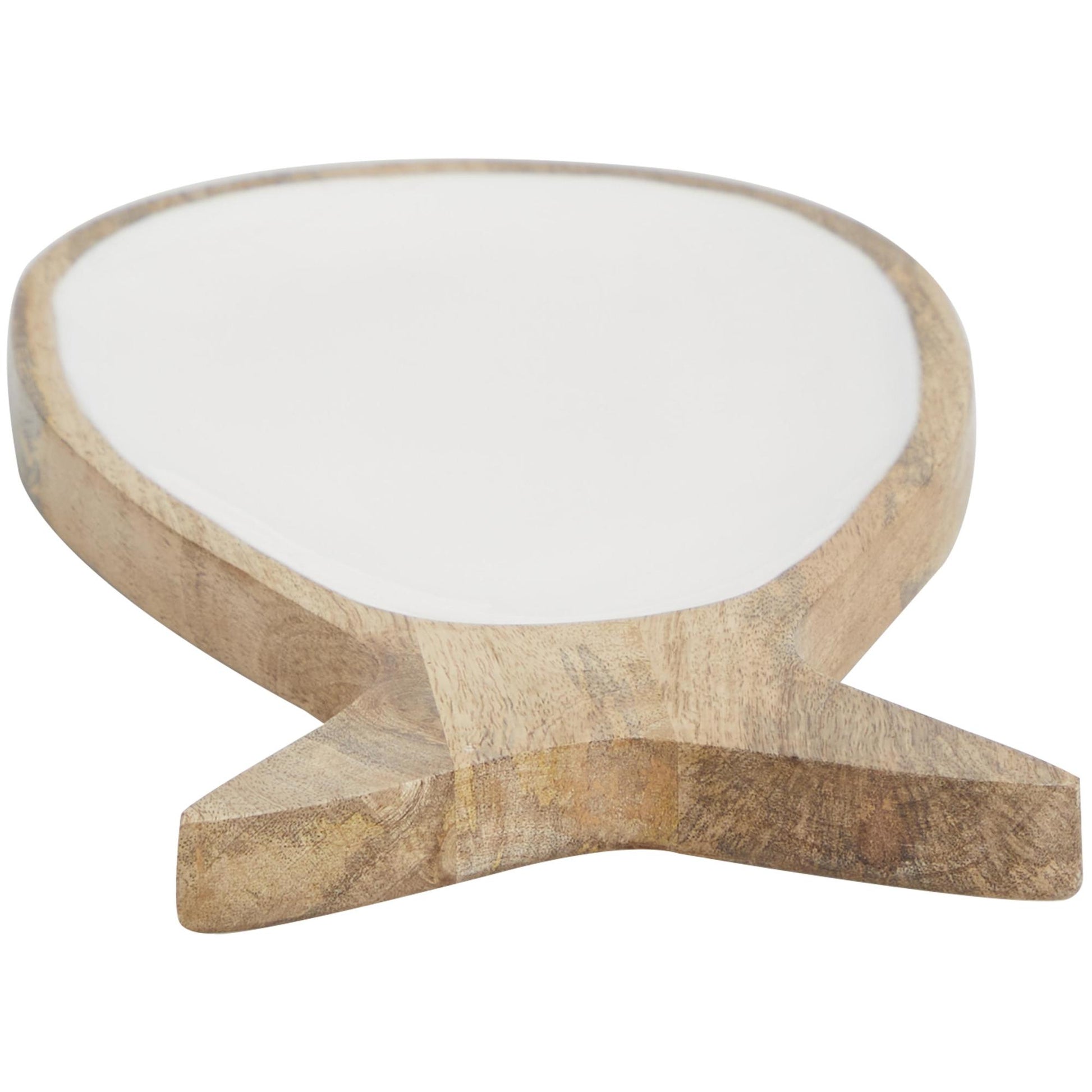 Fish Brown Mango Wood Living Room Decor Tray with White Enameled Interior