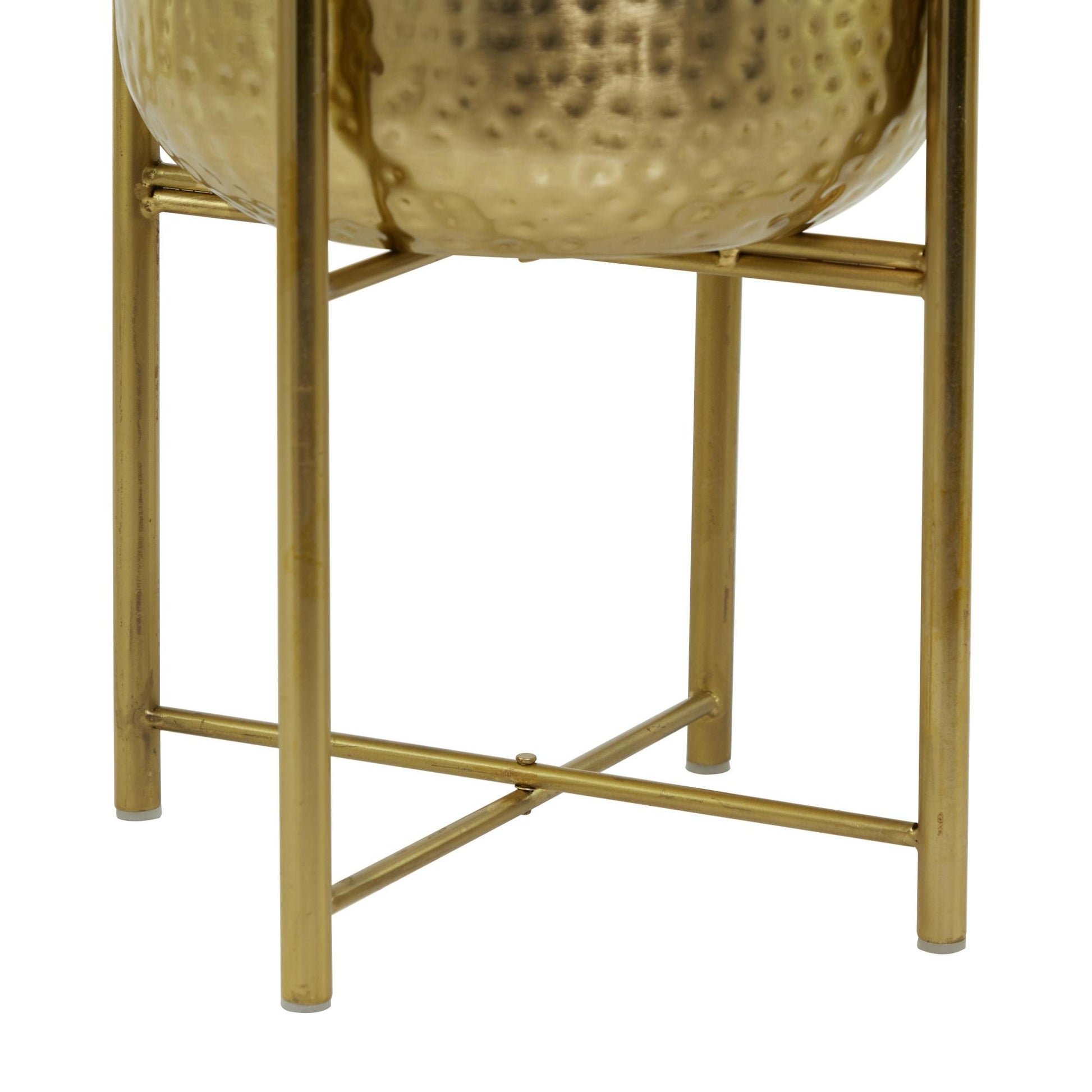 CosmoLiving by Cosmopolitan Set of 2 Metal Hammered Indoor Outdoor Planter with Removable Stand
