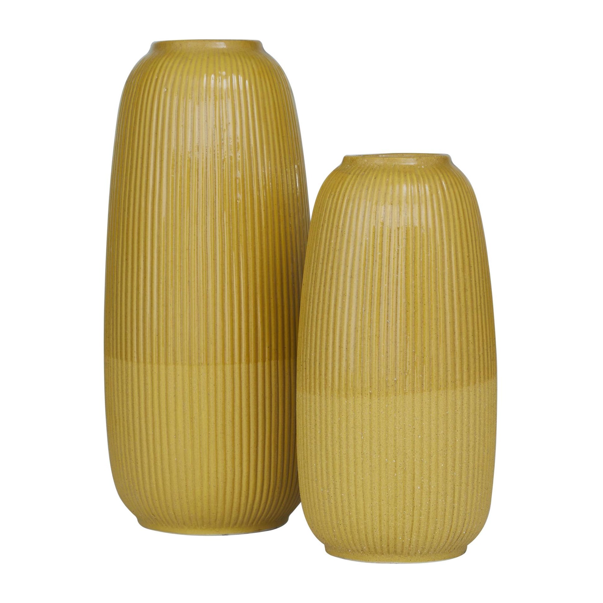 CosmoLiving by Cosmopolitan Set of 2 Yellow Ceramic Decorative Vase