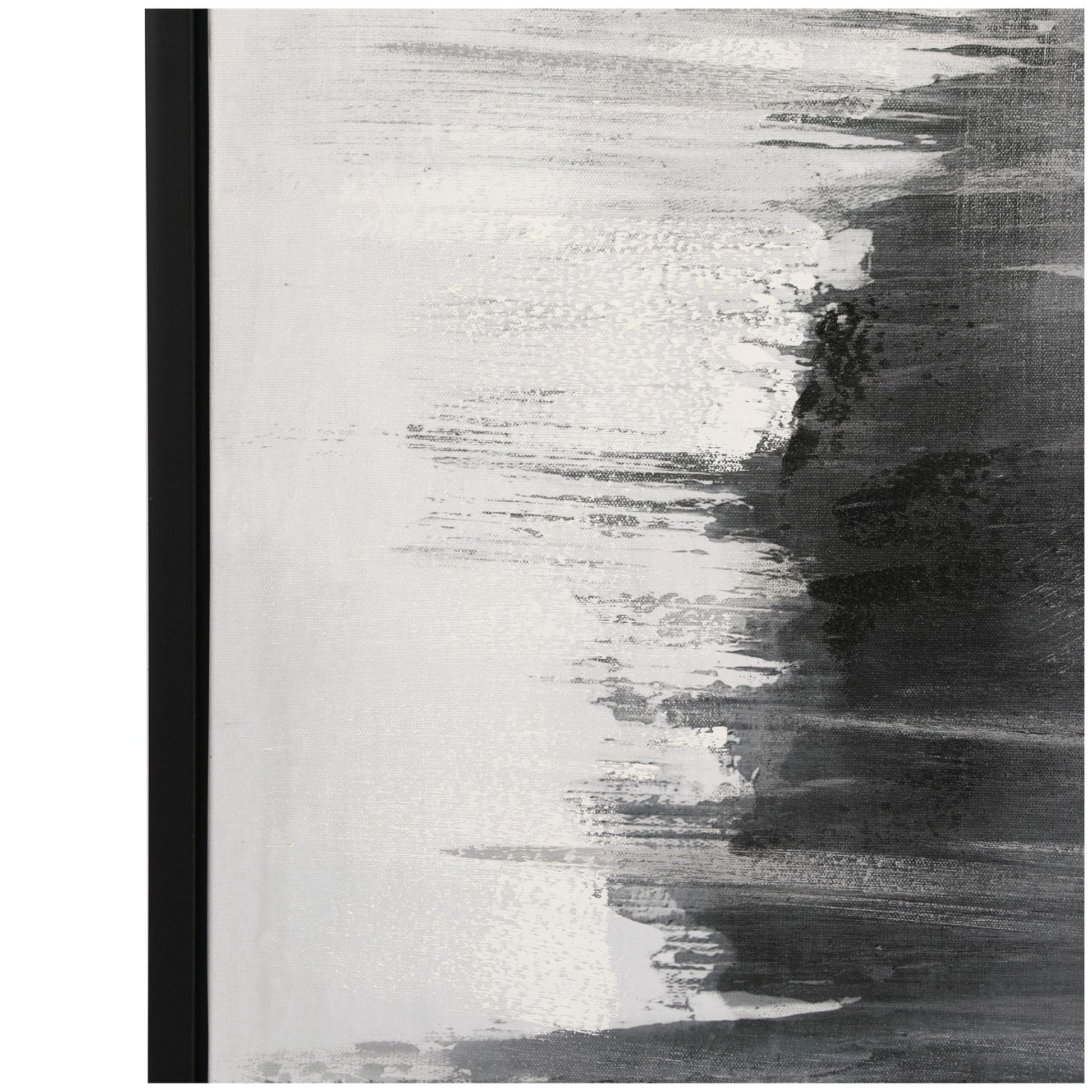 Abstract Black Canvas Shadow Movement Living Room Framed Wall Art with Black Frame