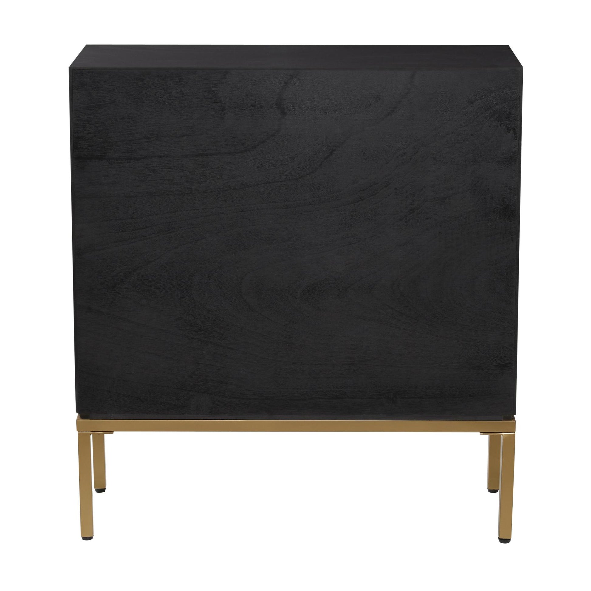 Geometric Bronze Wood Relief Ripple Design 2 Door Room Cabinet with Crescent Moon Handles