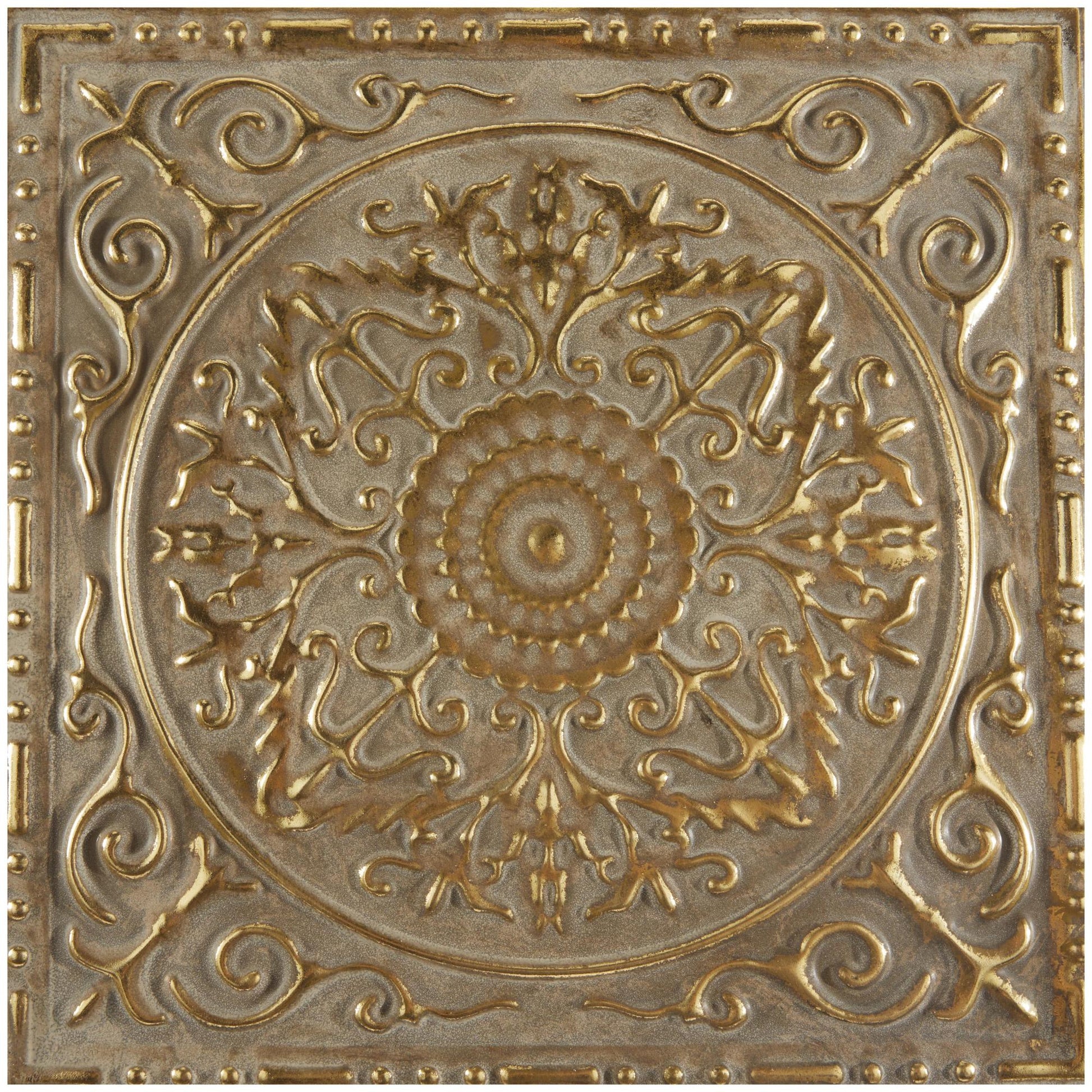 Set of 4 Scroll Gold Metal Home Wall Decor with Embossed Details